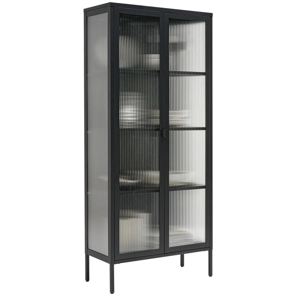 Xora Vitrine Schwarz Metall 3 Fächer 80x180x35 cm