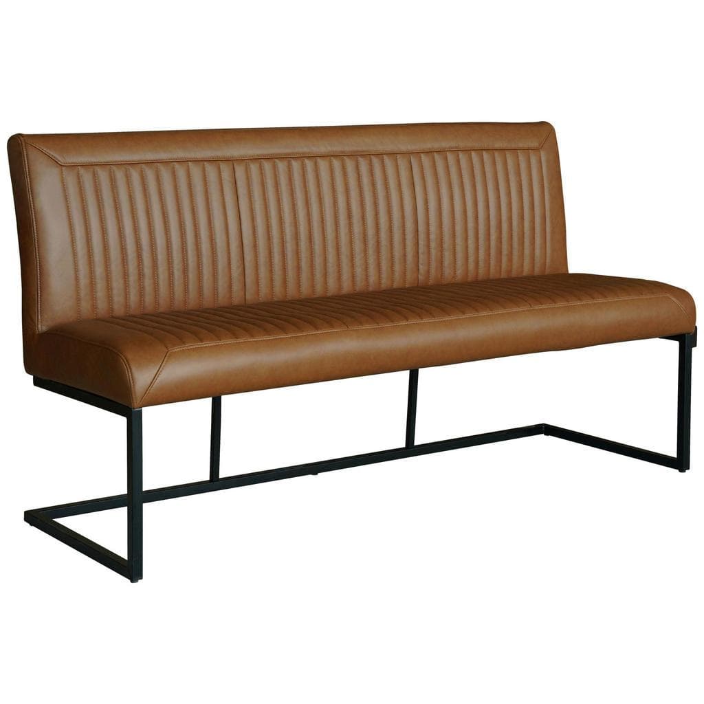 Ambia Home Sitzbank Schwarz Cognac Büffelleder 3-Sitzer