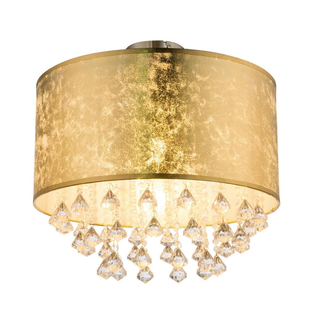 GLOBO LIGHTING Deckenleuchte Blattgold Metall Textil mit Kristallbehang
