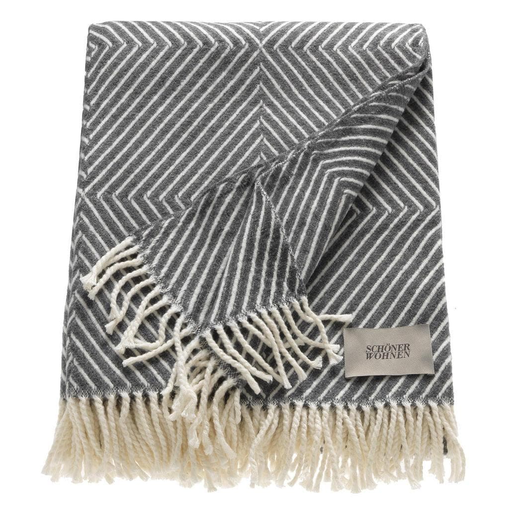 SCHÖNER WOHNEN-Kollektion: Kuscheldecke TEBAS mit Streifenmuster in Grau