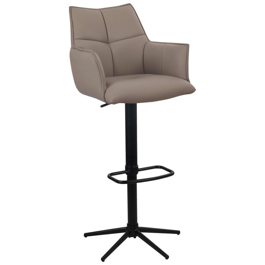 Novel Barhocker Schwarz Taupe Metall Leder Echtleder Rindleder Drehkreuz