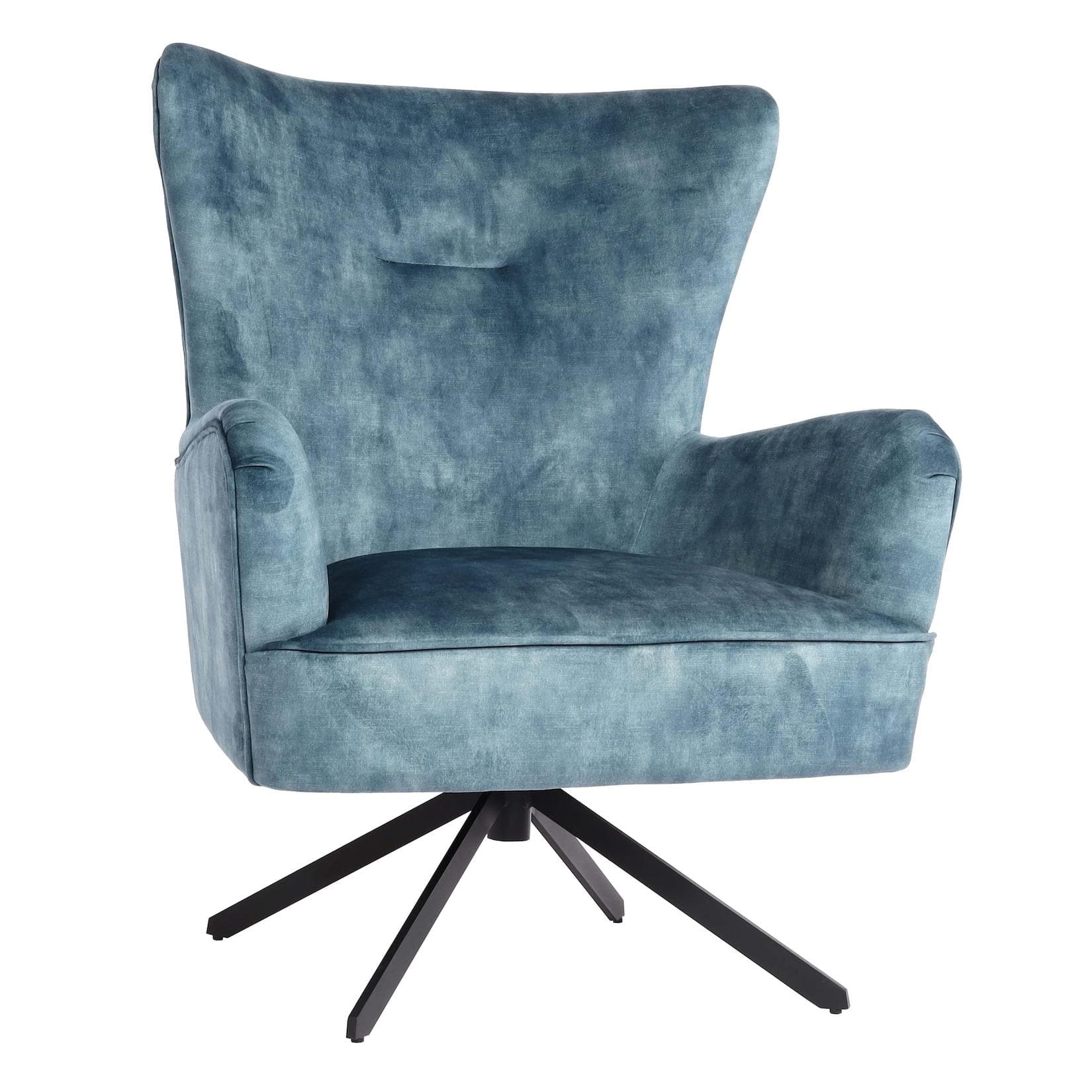 Lounge-Sessel MCW-L63 Cocktailsessel Polstersessel Relaxsessel Drehbar Vintage Samt Metall Petrol-Blau