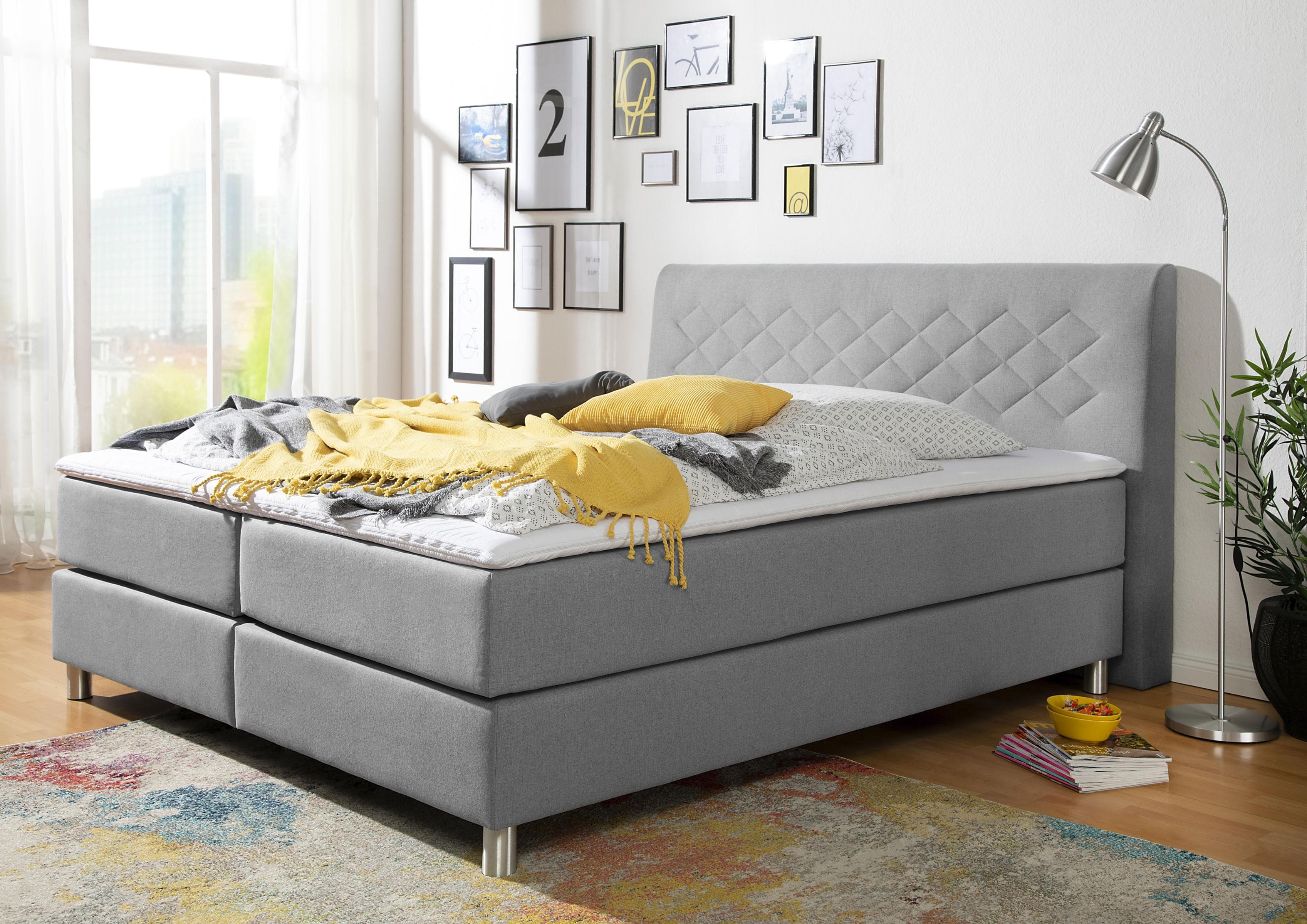 Boxspringbett mit Topper - 4 Farben, 2 Härtegrade & 3 Matratzenarten