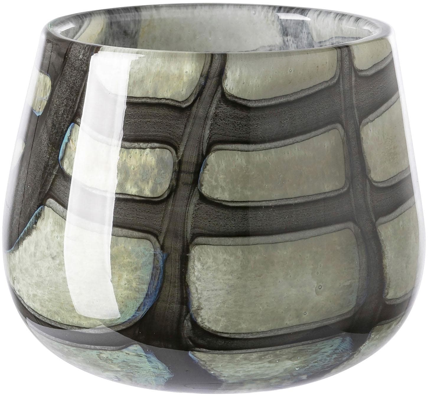 Fink MARLY Glasvase Windlicht - Edle Deko in Hellgrün/Schwarz