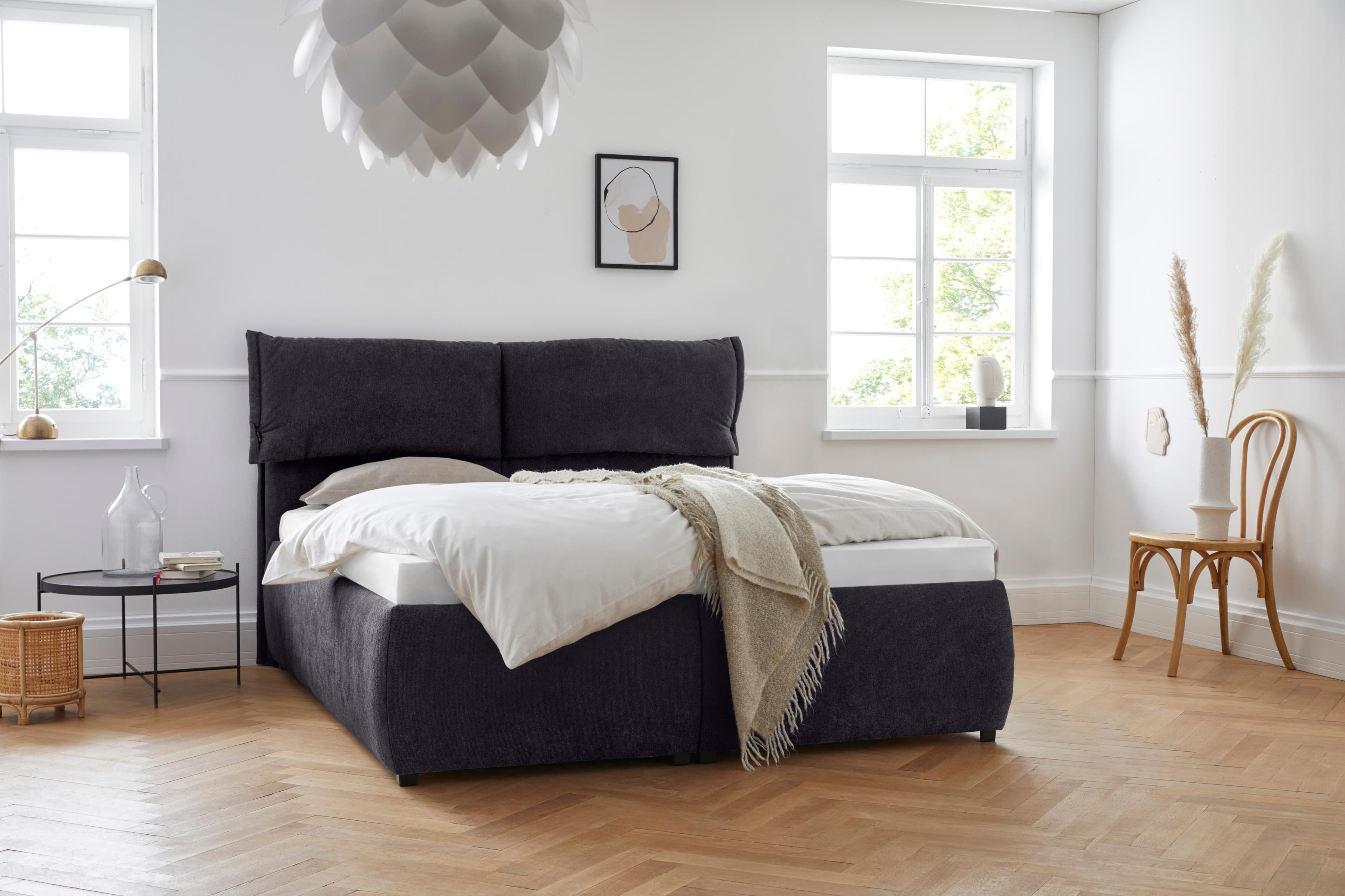 HOME AFFAIRE Polsterbett Jenson Anthrazit mit Bettkasten