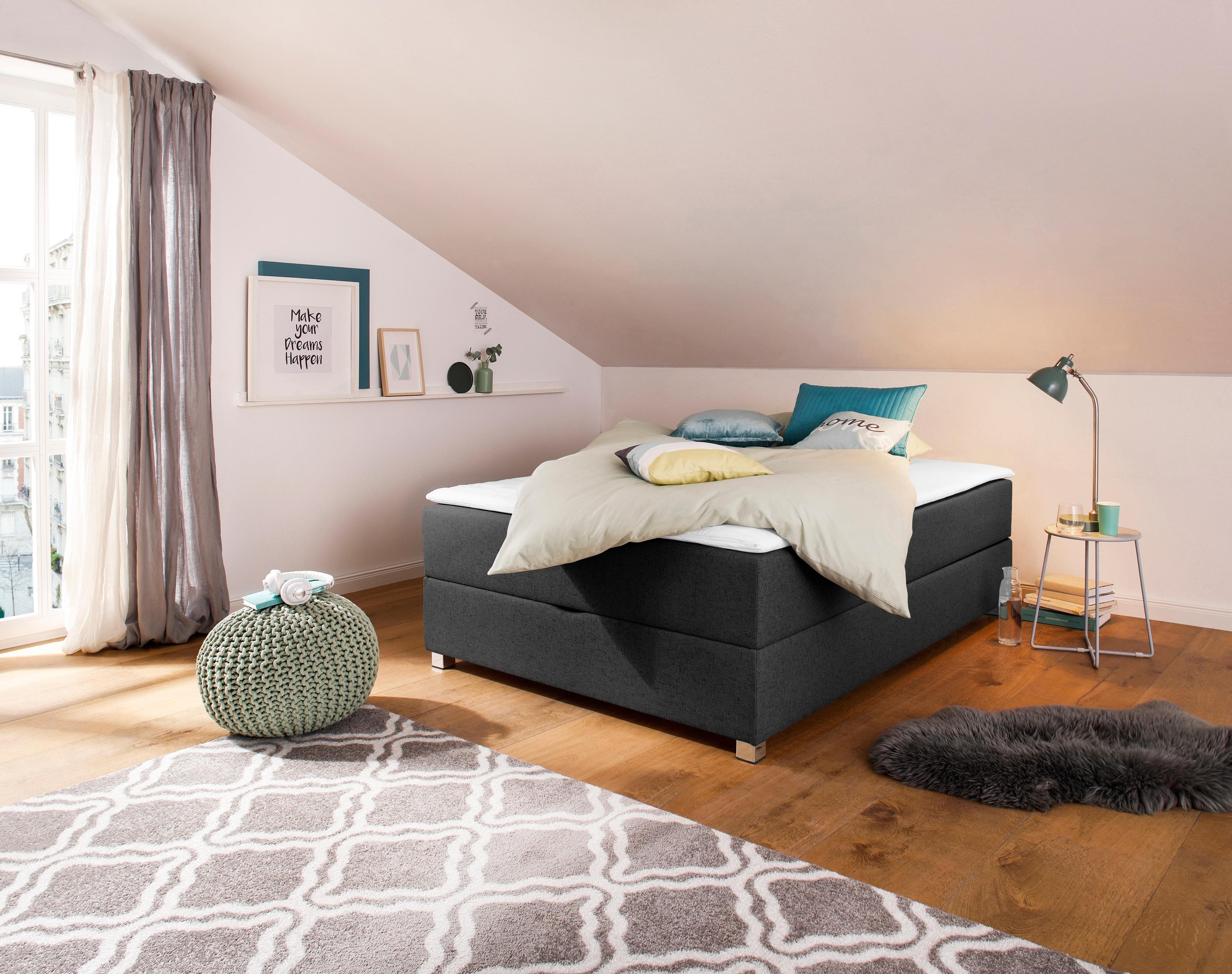 Boxbett HOME AFFAIRE Alexis Grau mit Bettkasten und Matratze