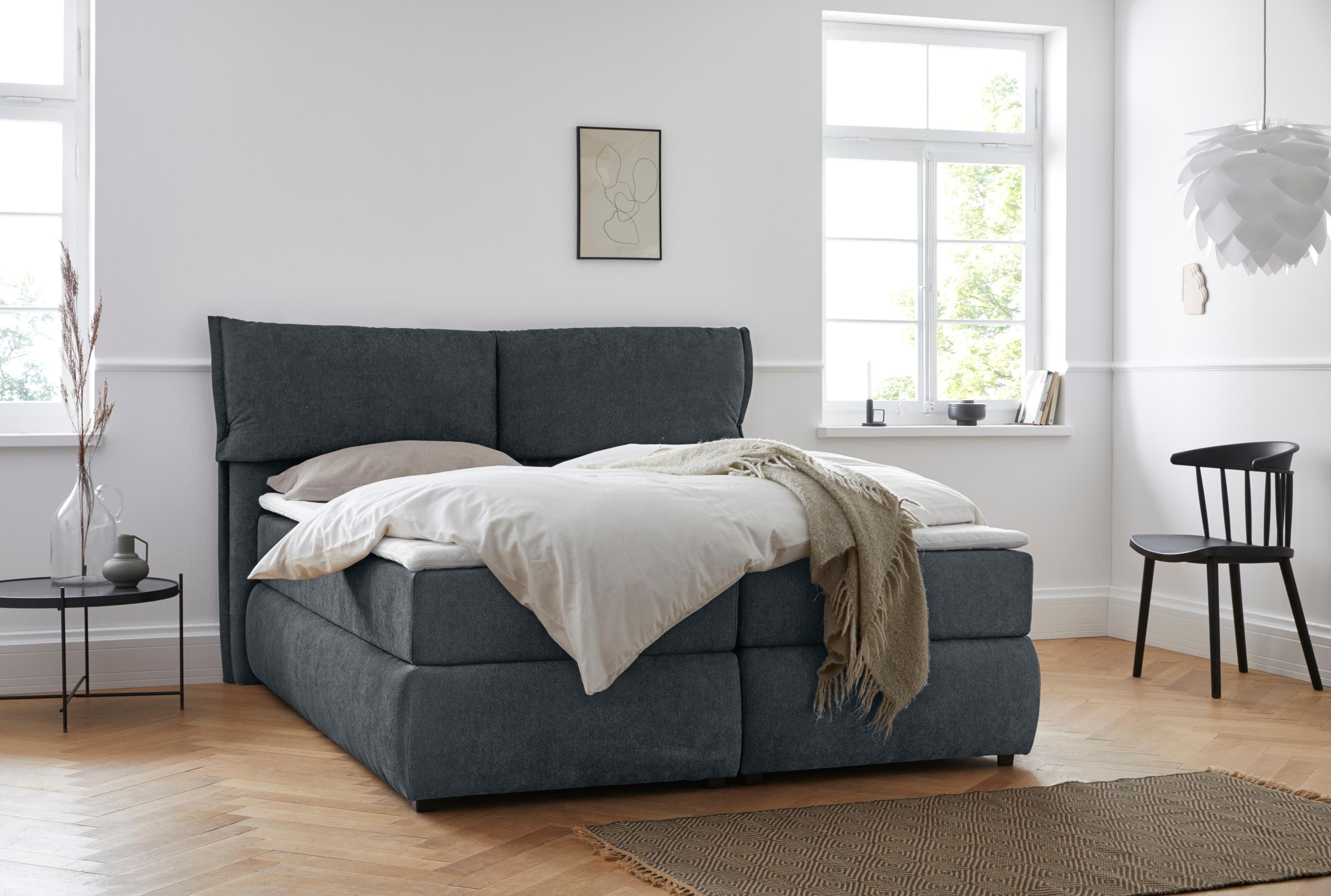 Boxspringbett mit Topper - Auswahl an Farben, Breiten & Matratzen