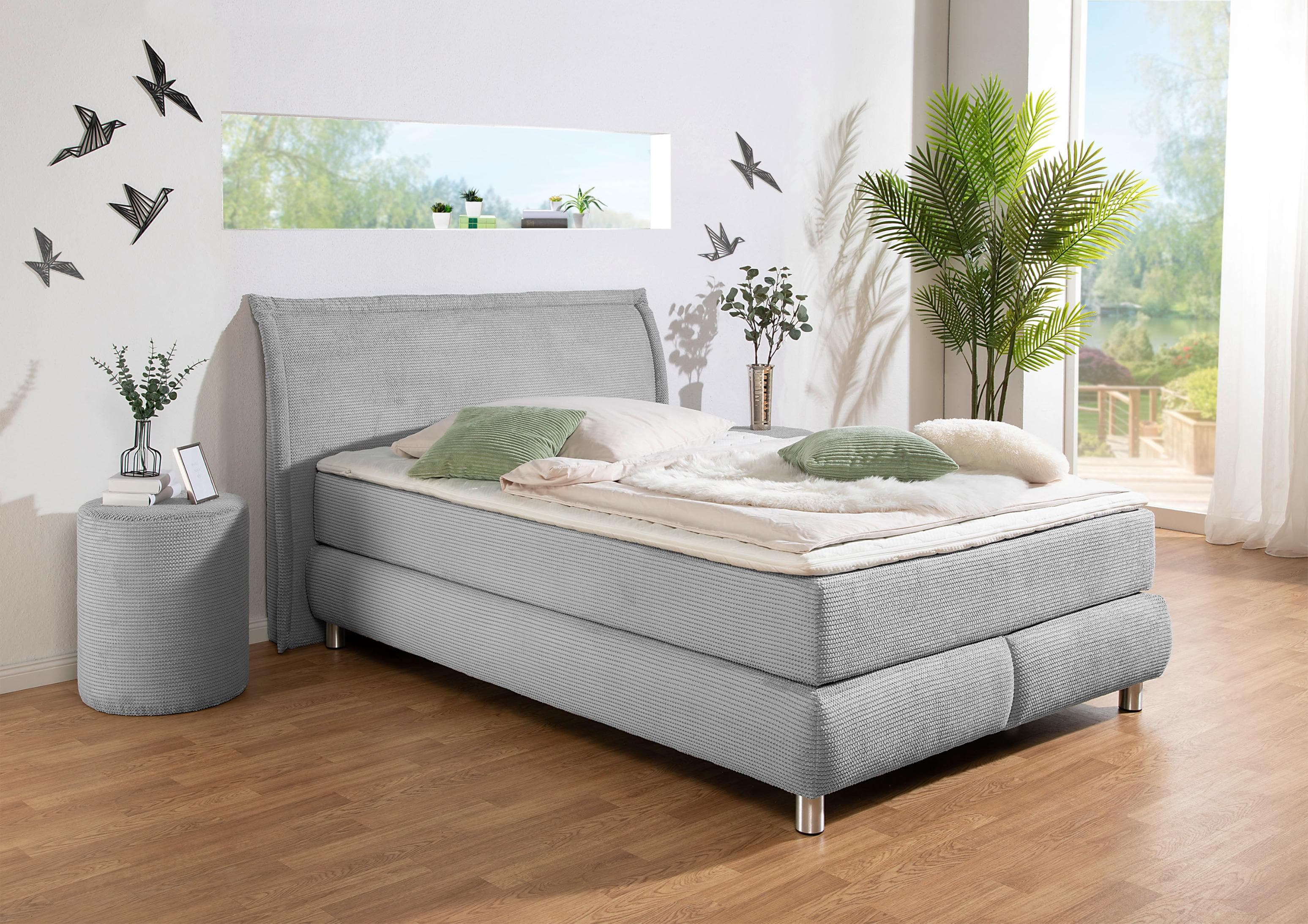 Home Affaire Boxspringbett Coloma Grau inkl. Topper H2