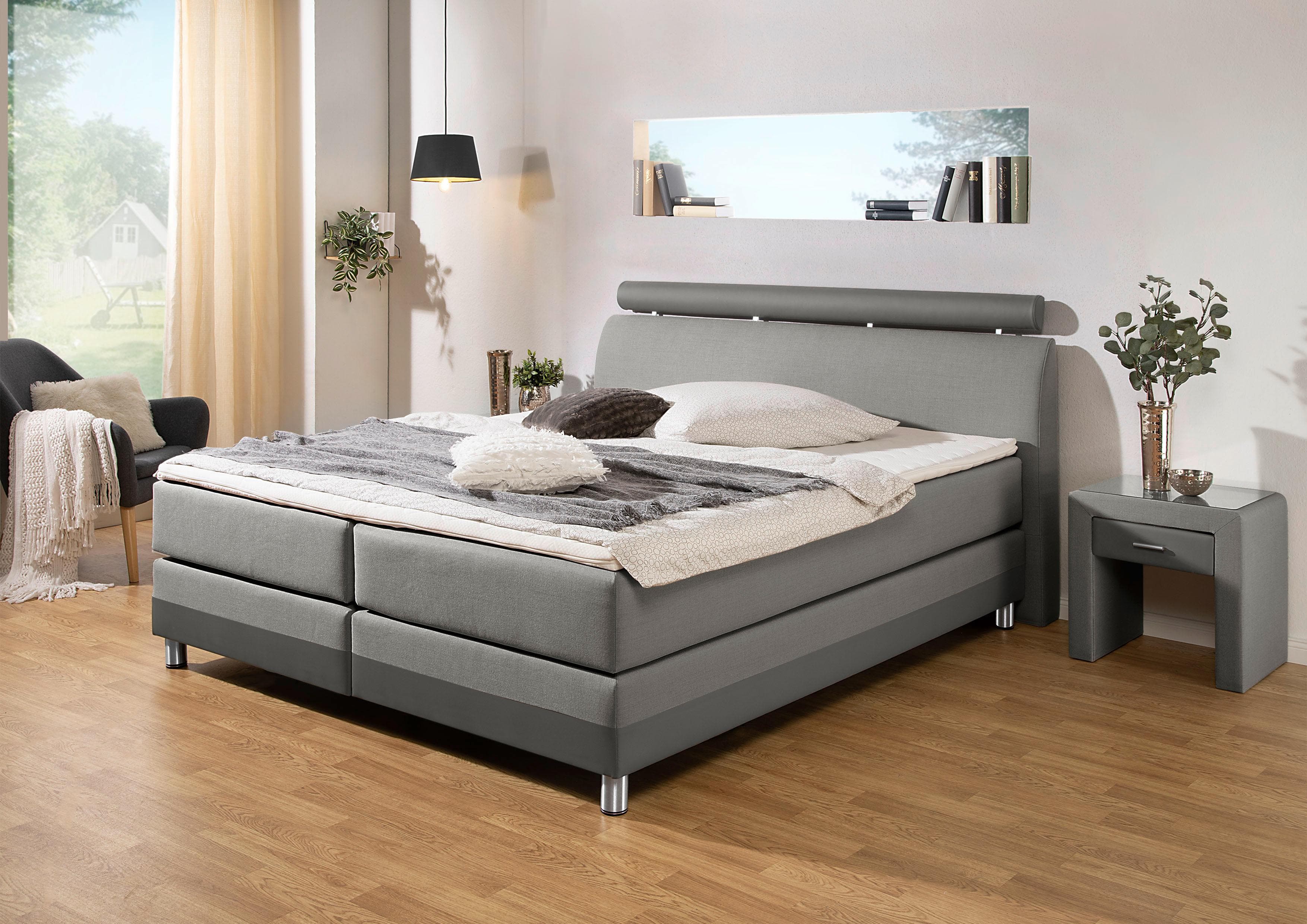 Boxspringbett Rocklin von Home Affaire Grau 7-Zonen-Federkernmatratze