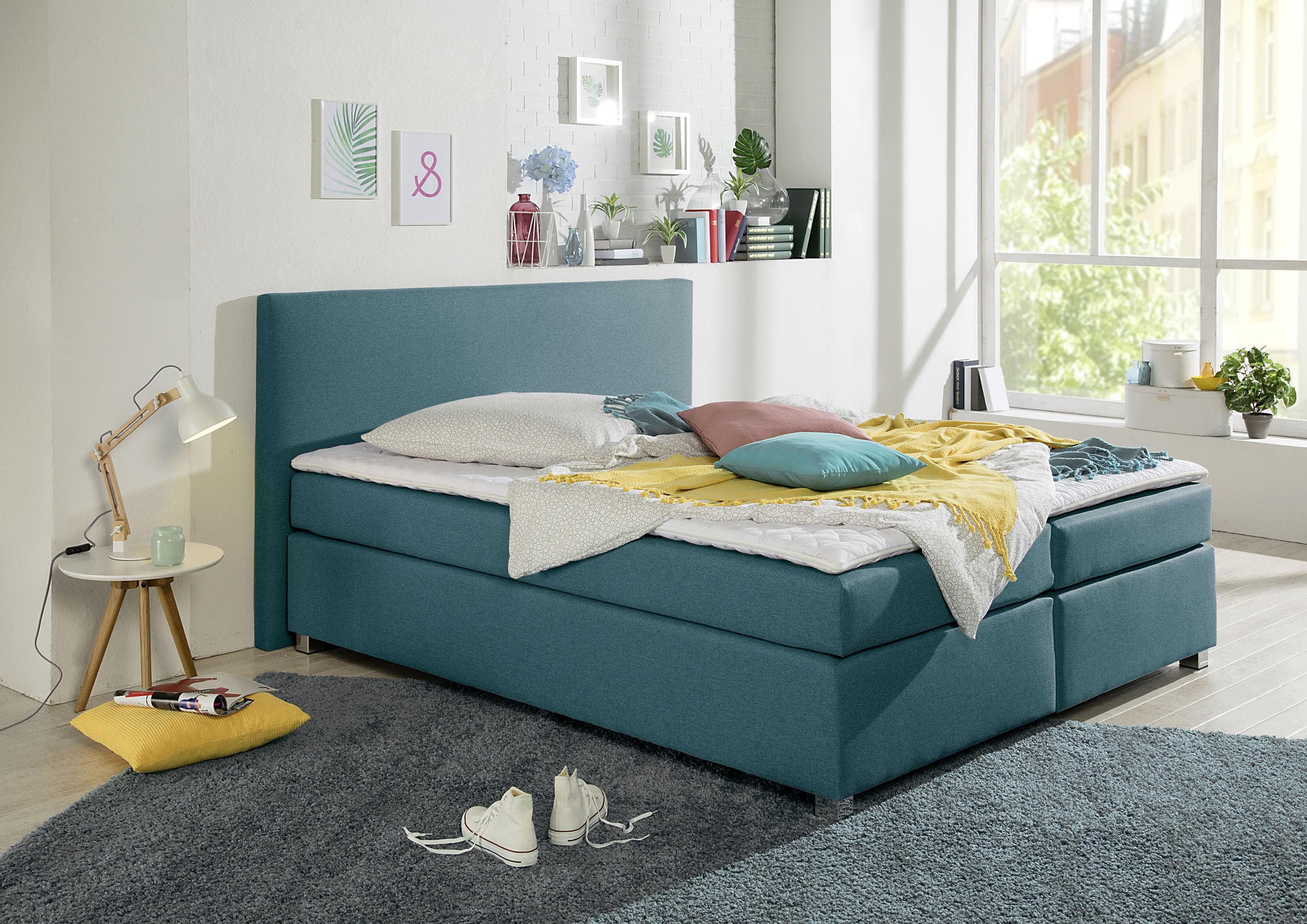 HOME AFFAIRE Eliana Boxspringbett Petrol mit Topper
