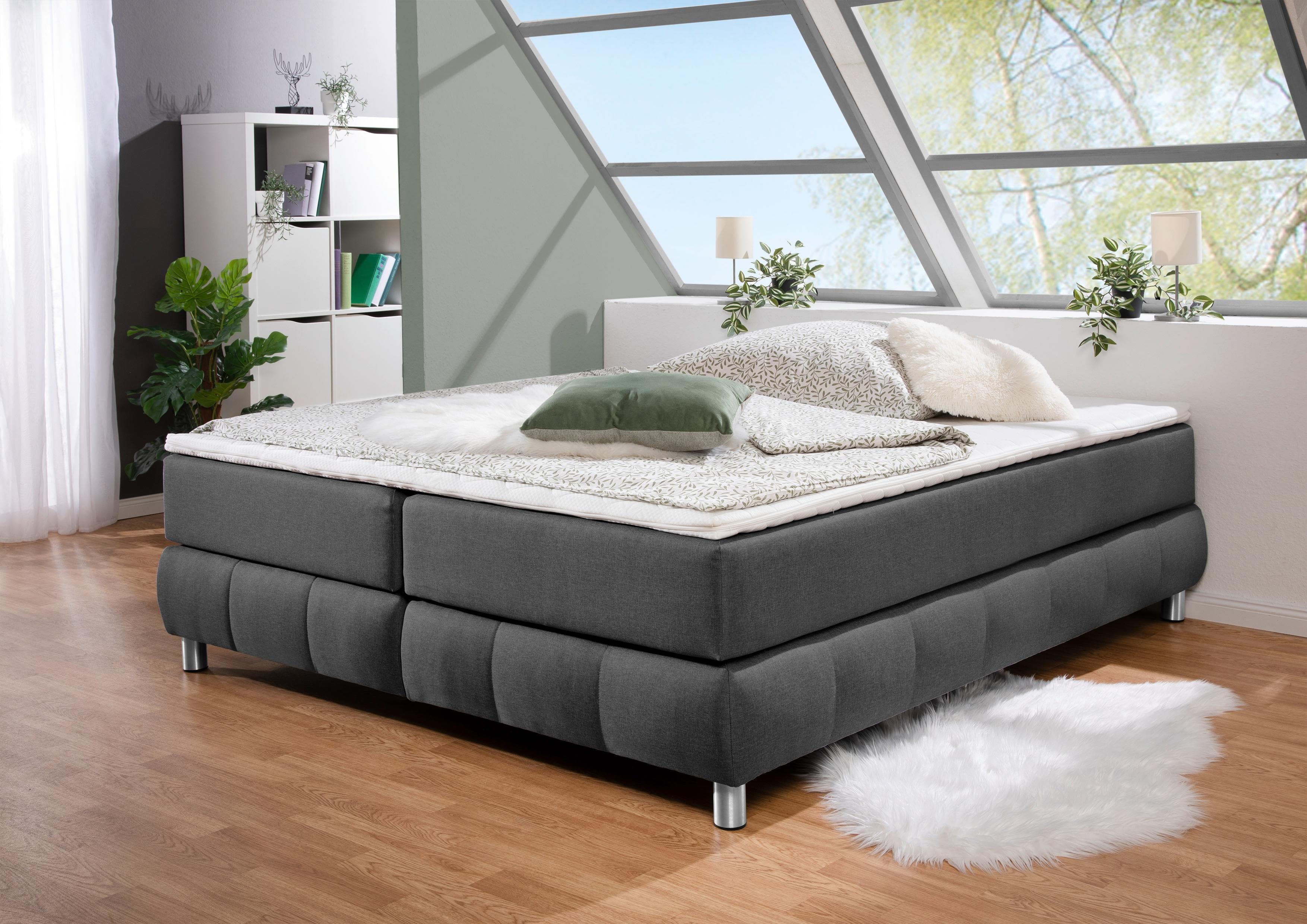 Boxspringbett ohne Kopfteil mit Topper
