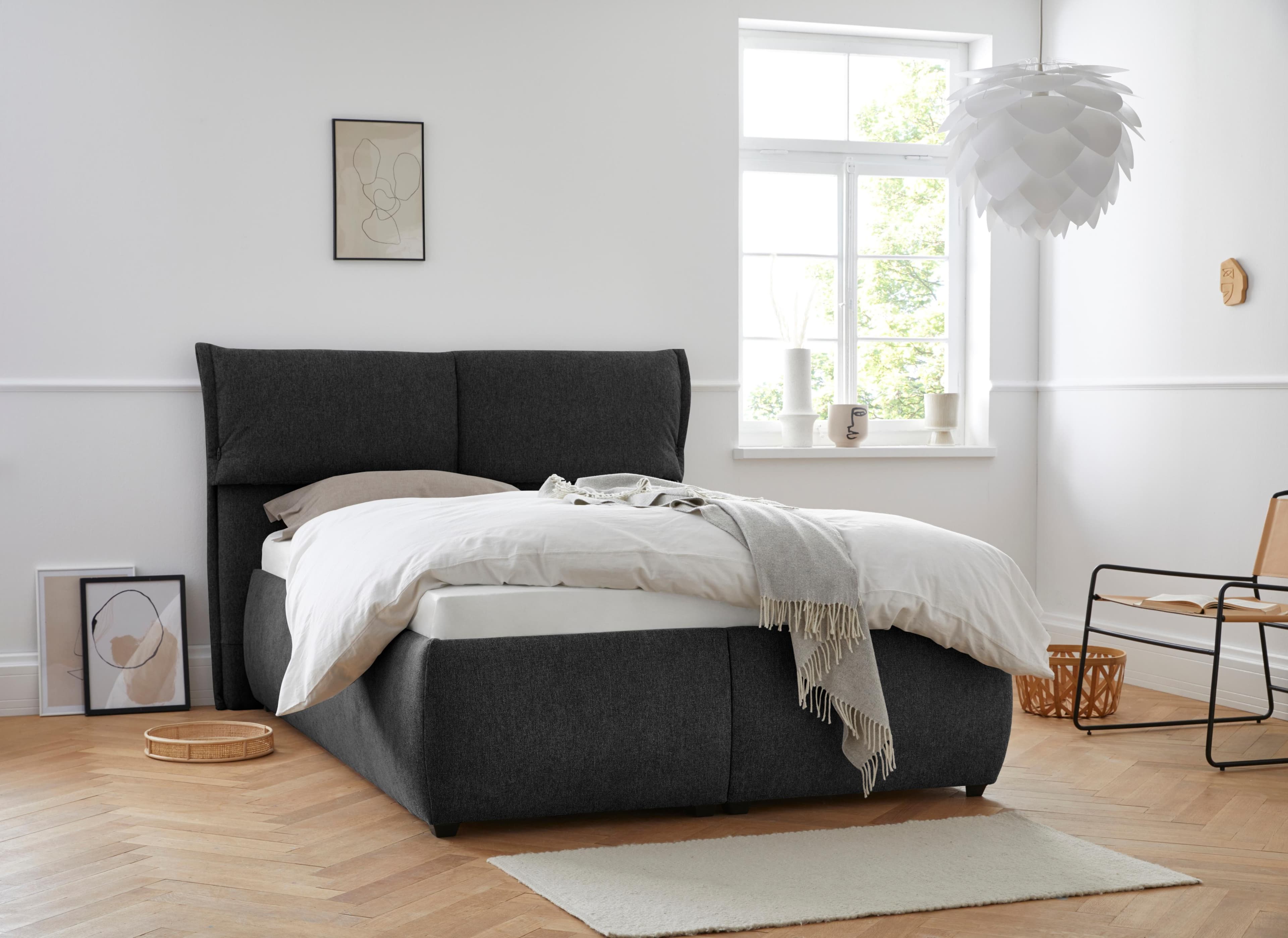 HOME AFFAIRE Polsterbett Jenson Anthrazit mit Bettkasten