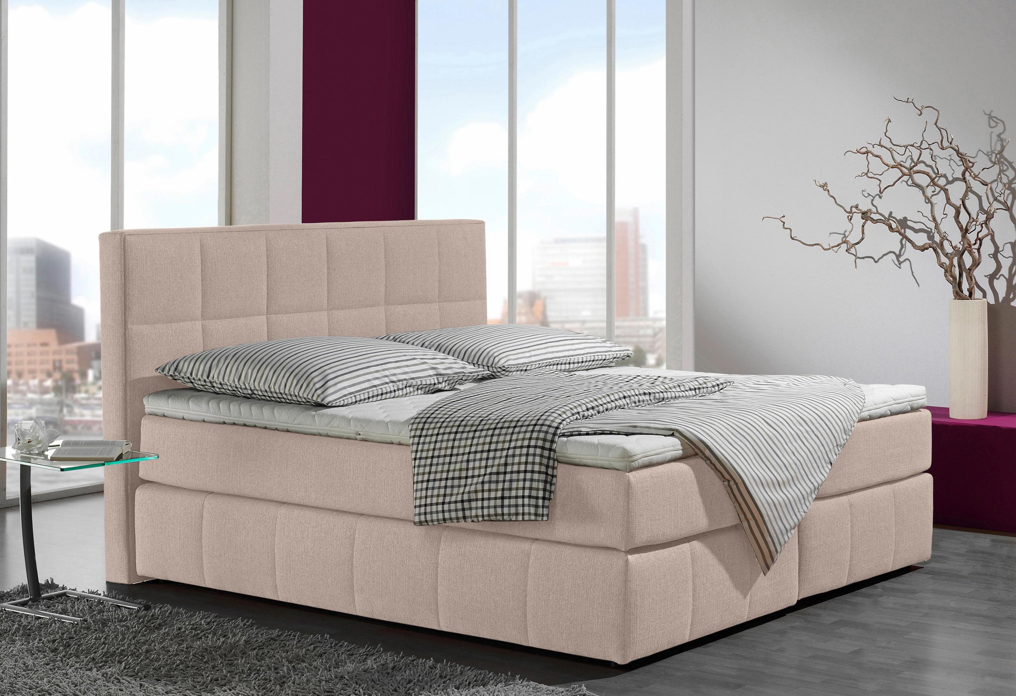 Home Affaire Casano Boxspringbett Beige Strukturstoff
