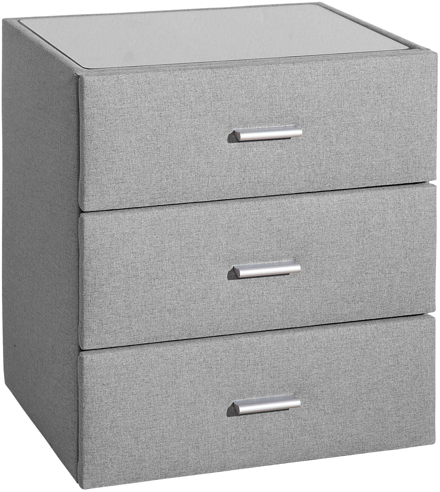 Home Affaire Nachttisch Grau Glas Holzwerkstoff 3 Schubladen