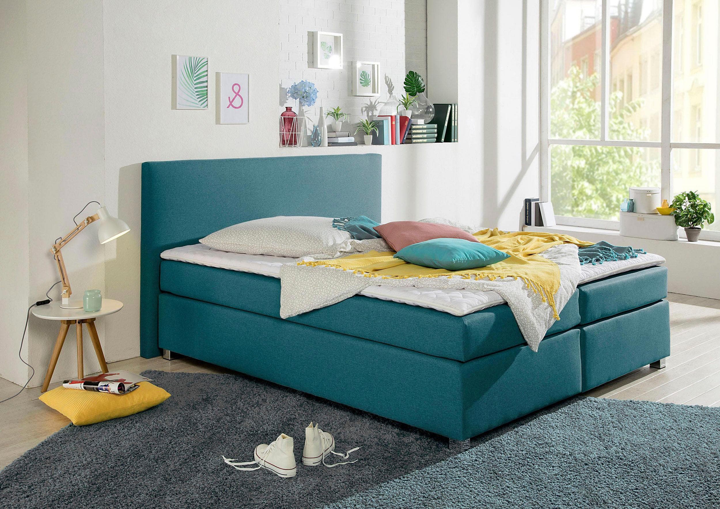 HOME AFFAIRE Eliana Boxspringbett Petrol mit 7-Zonen-Matratze