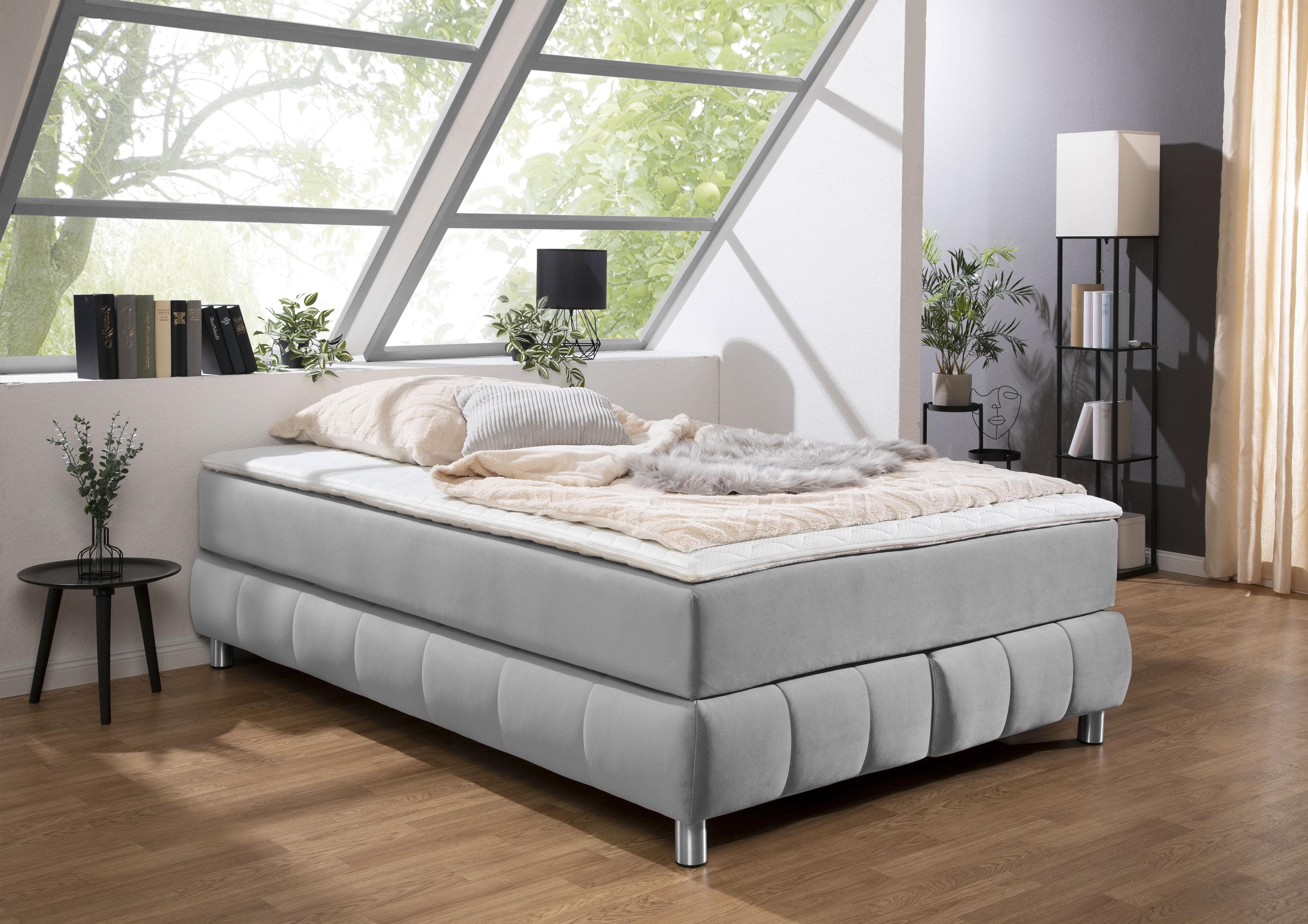 Boxspringbett ohne Kopfteil mit Topper
