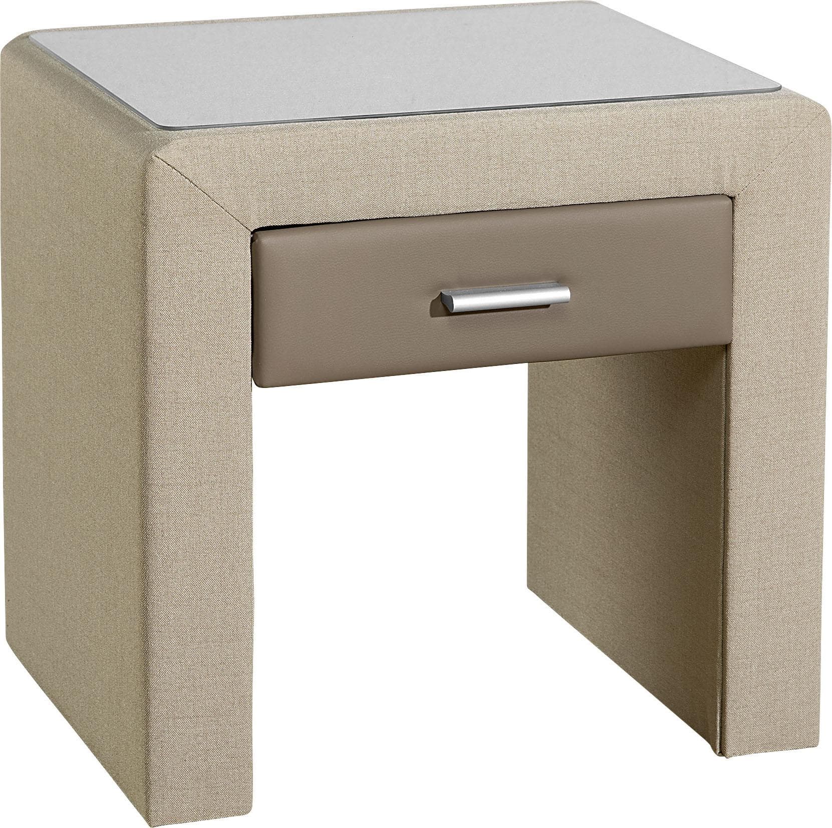 Home Affaire Nachttisch Beige Glasplatte 1 Schubkasten