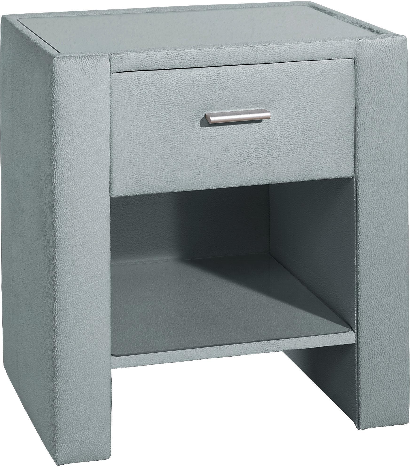 HOME AFFAIRE Nachttisch Mittelblau Glas Holzwerkstoff