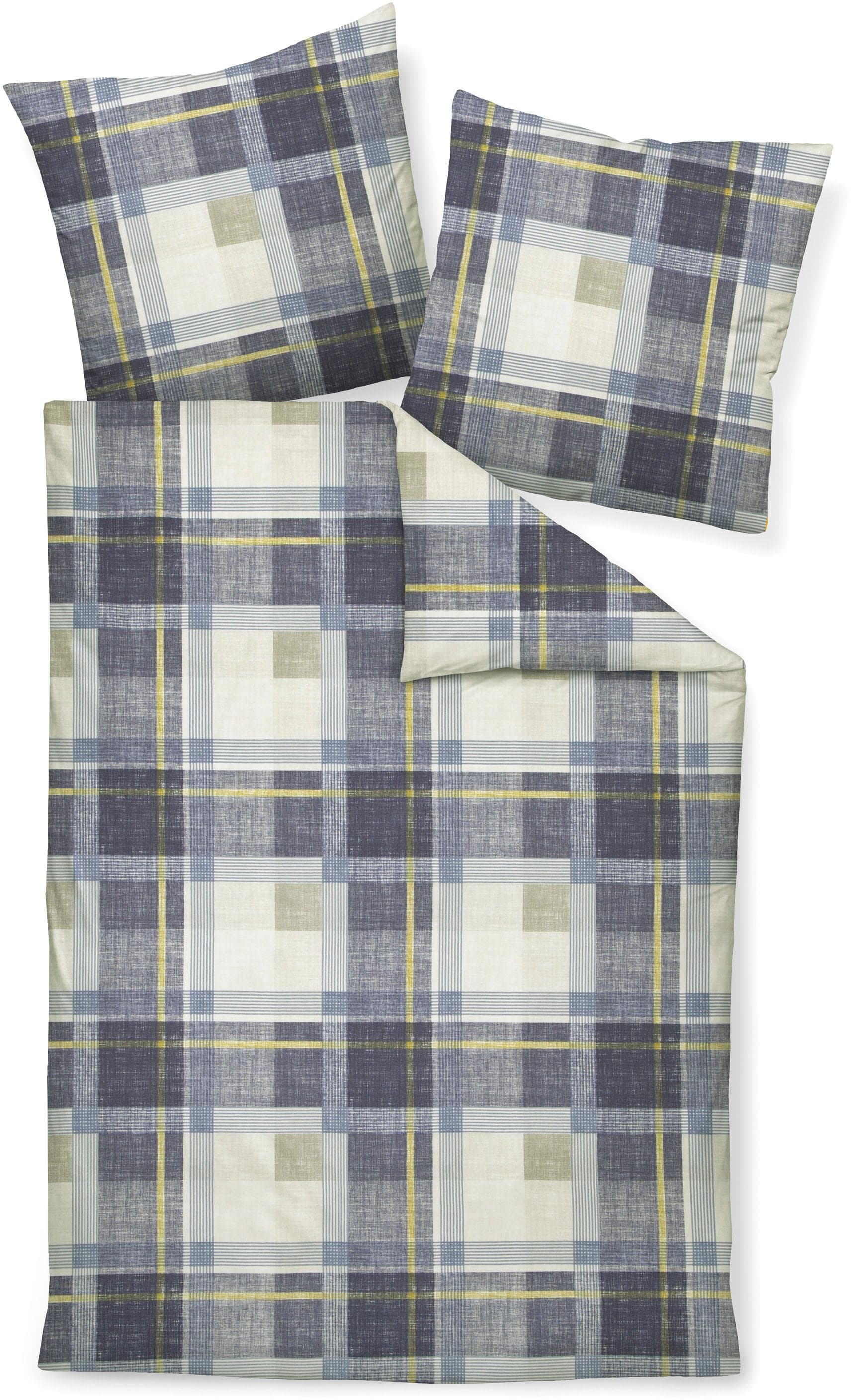 Janine Bettwäsche Davos Blau Baumwolle