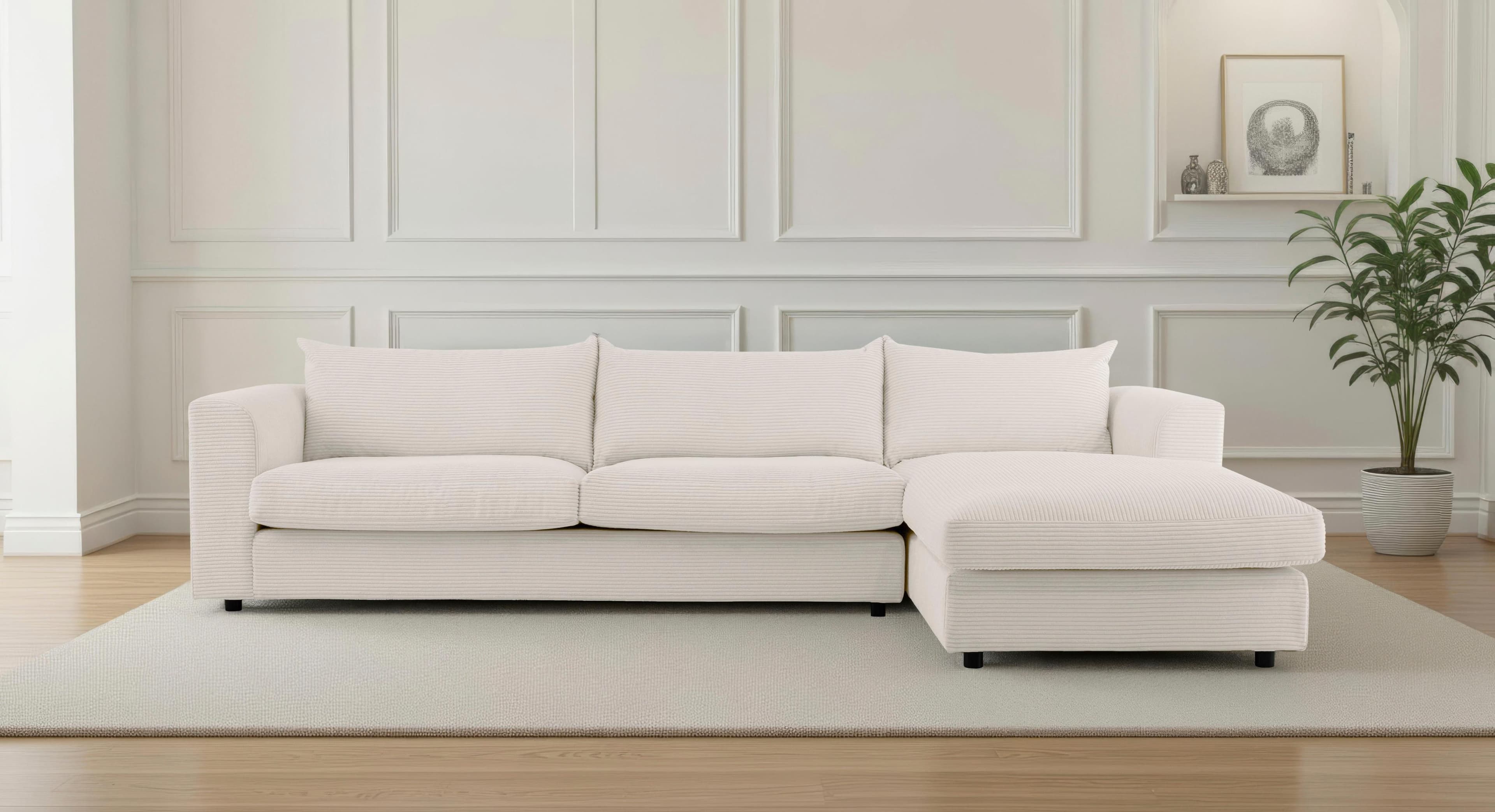 LeGer Home Ecksofa Avelina Beige mit Recamiere