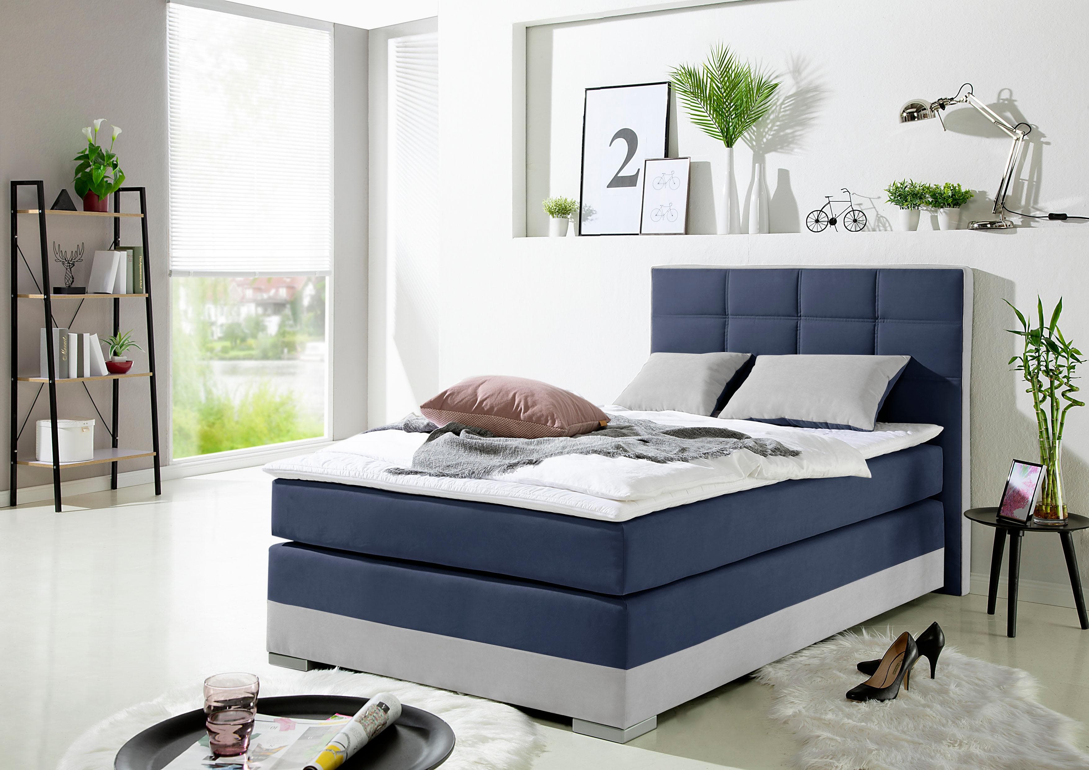 Boxspringbett HOME AFFAIRE Blau 7-Zonen-Tonnentaschen-Federkernmatratze