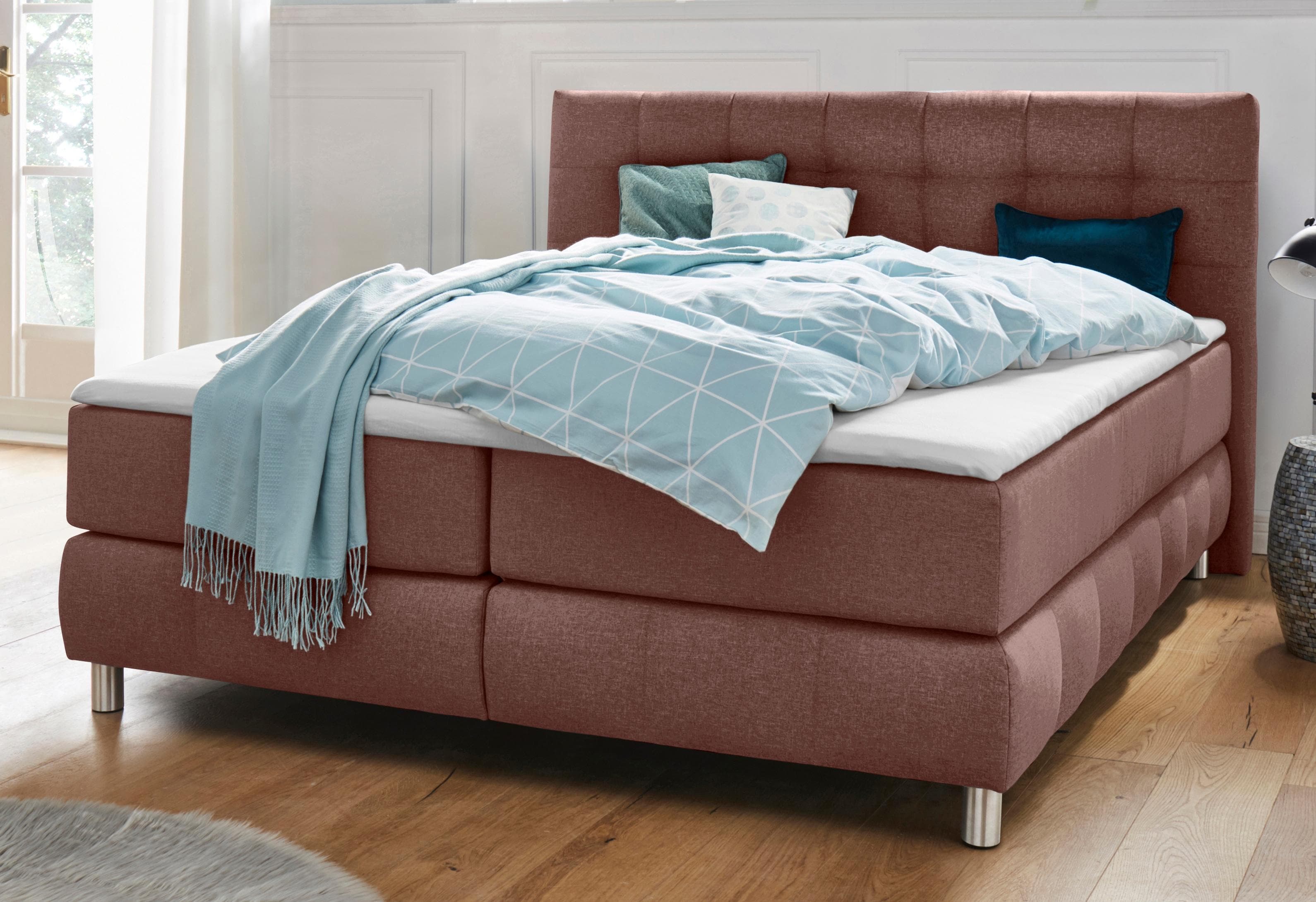 HOME AFFAIRE Salo Boxspringbett Braun Polyester Samtoptik