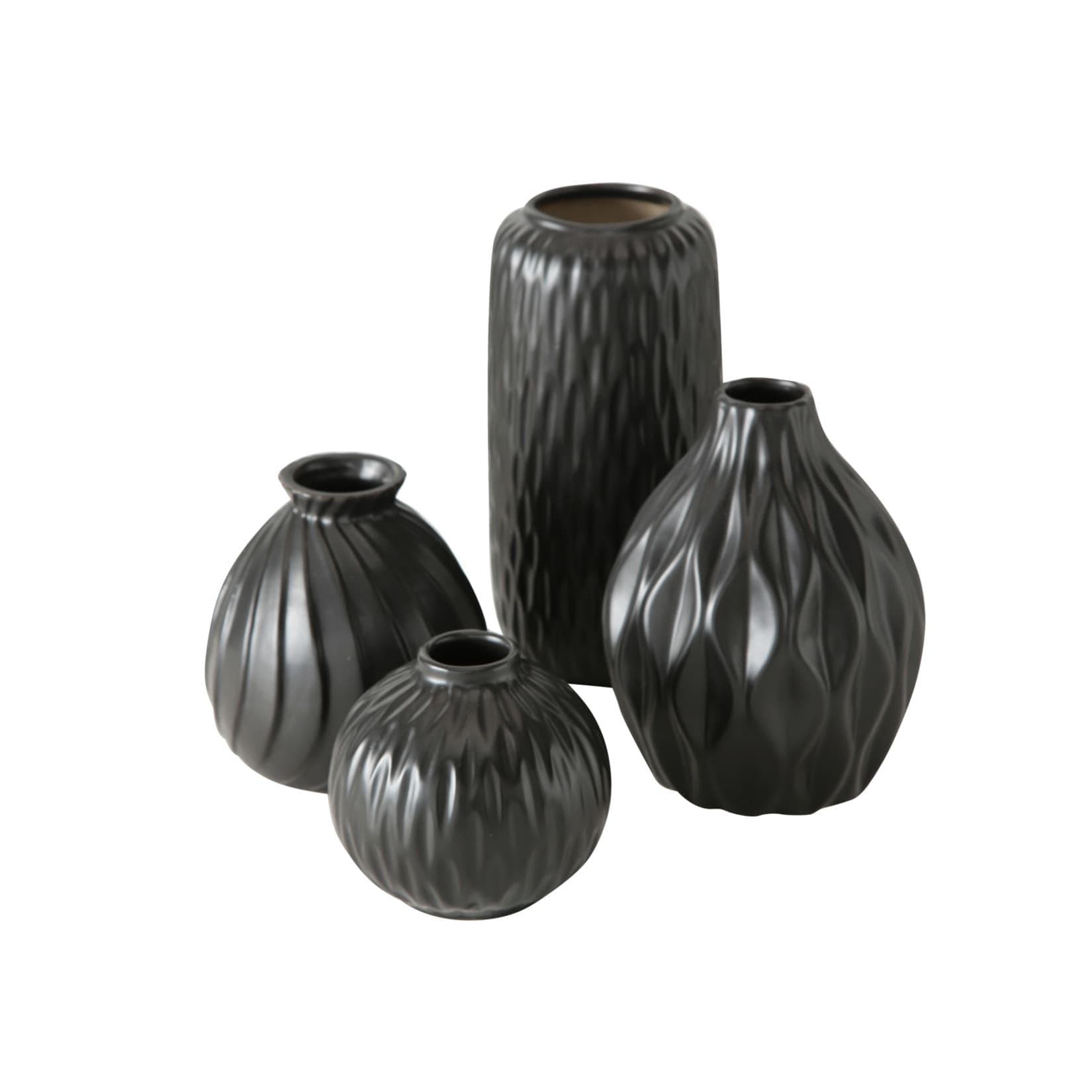 Boltze Vase Zalina 4-teilig Schwarz Keramik Blumenvase