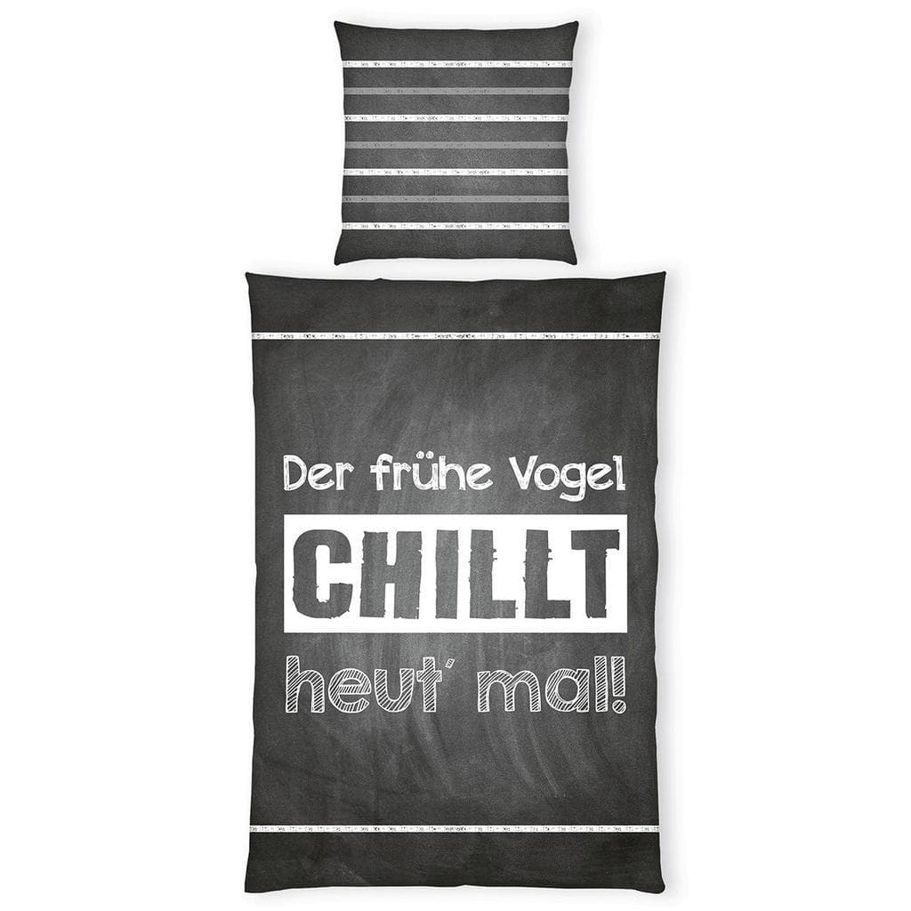 Herding Jugendbettwäsche Sprüche Grau Schwarz Weiß Renforcé