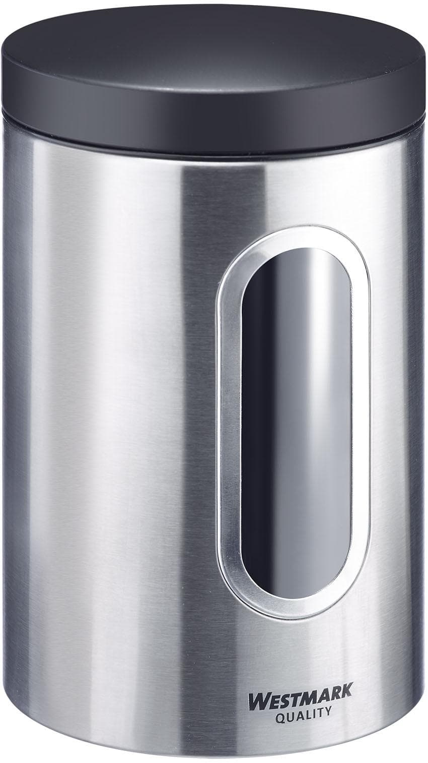 Westmark Vorratsdose mit Fenster 2300 ml Silber/Schwarz Edelstahl