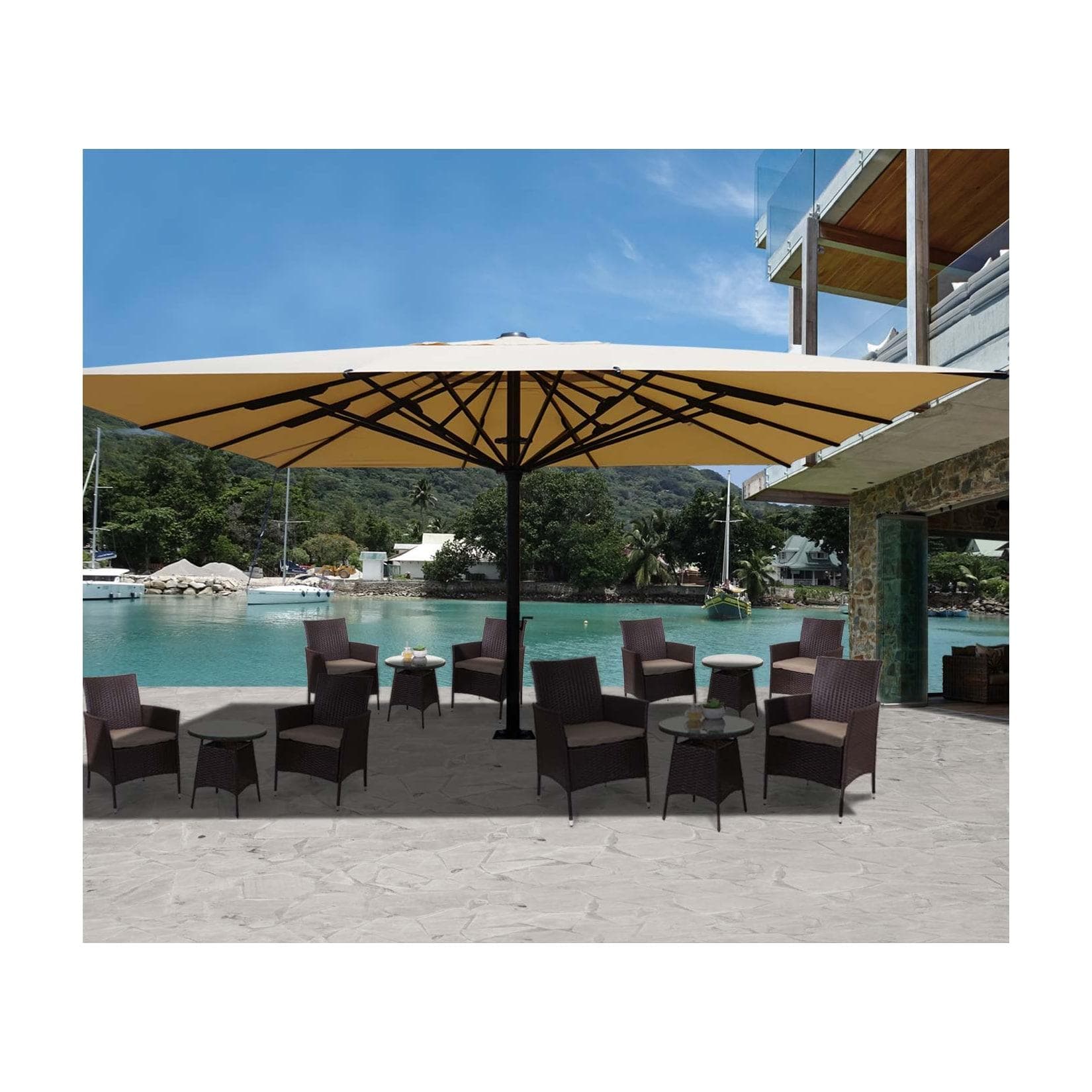 Gastronomie-Luxus-Sonnenschirm MCW-D20 XXL-Schirm 5x5m Creme