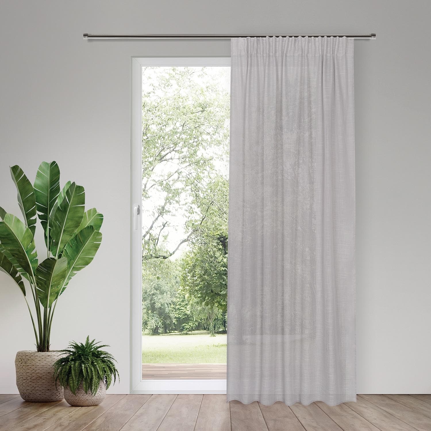 HOME LIVING BY GERSTER Gardine Helmine Hellgrau Polyester