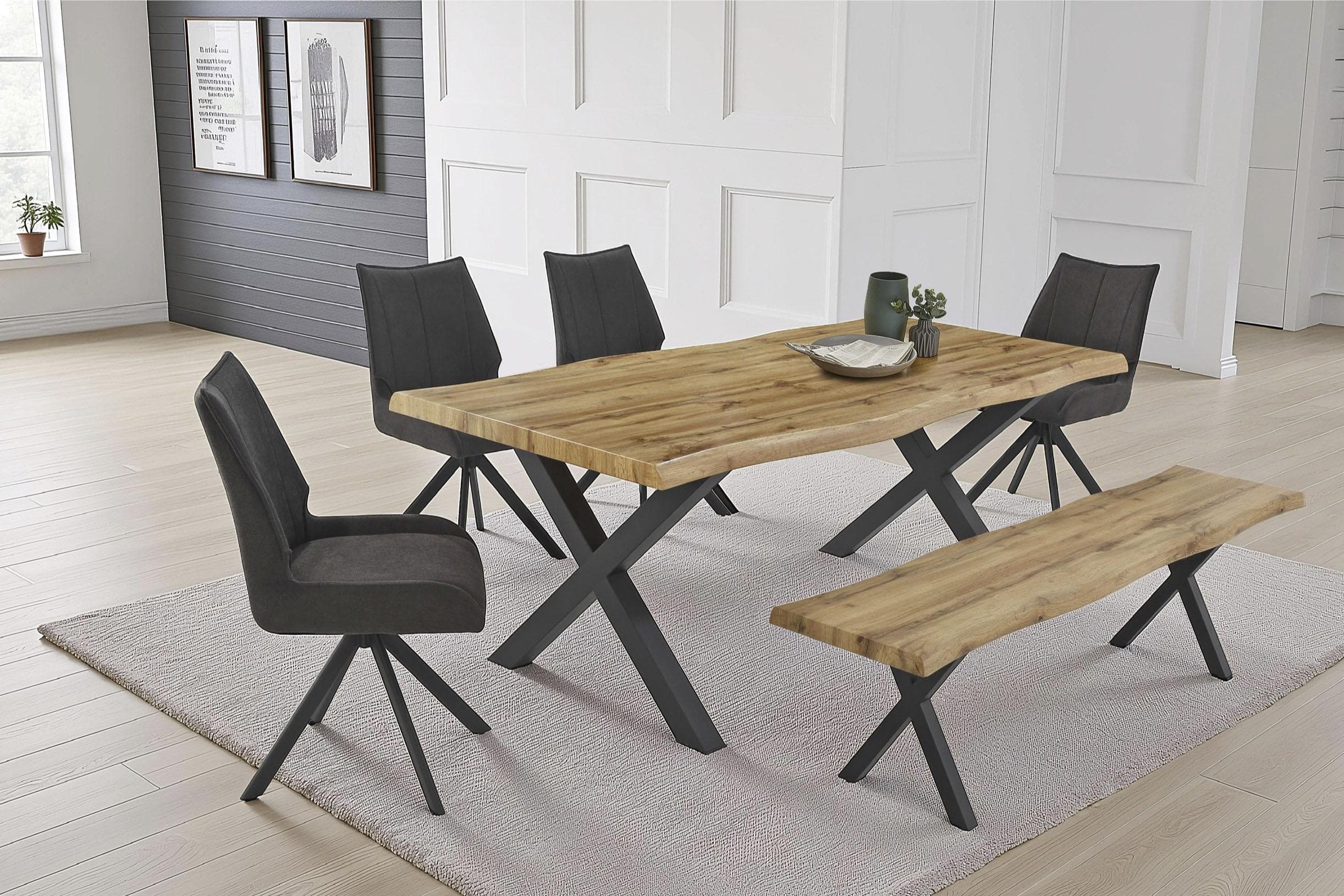 Moderne Essgruppe aus Wildeiche in Anthrazit