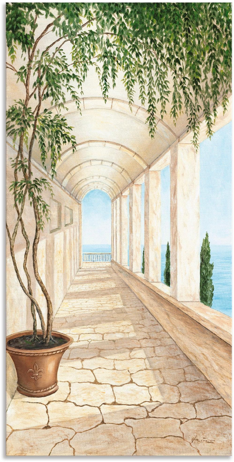 ARTLAND Wandbild Capri Beige 75x150cm Alu-Leinwand-Poster