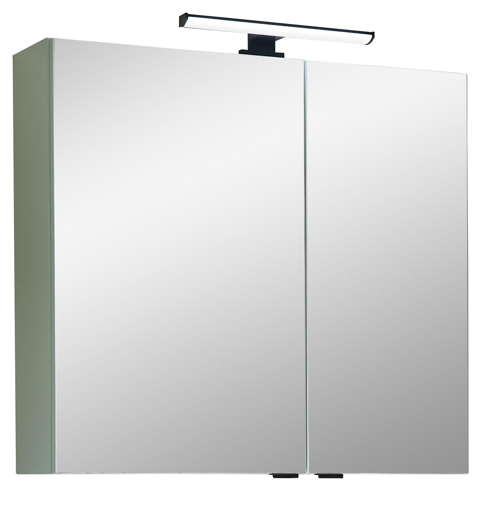 Badezimmerspiegelschrank SAPHIR Quickset 500 2 Türen 67cm LED-Aufsatzleuchte Grün