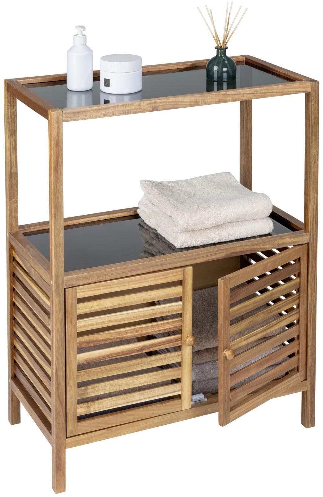 Badregal WENKO Fondi Braun Massivholz Akazie