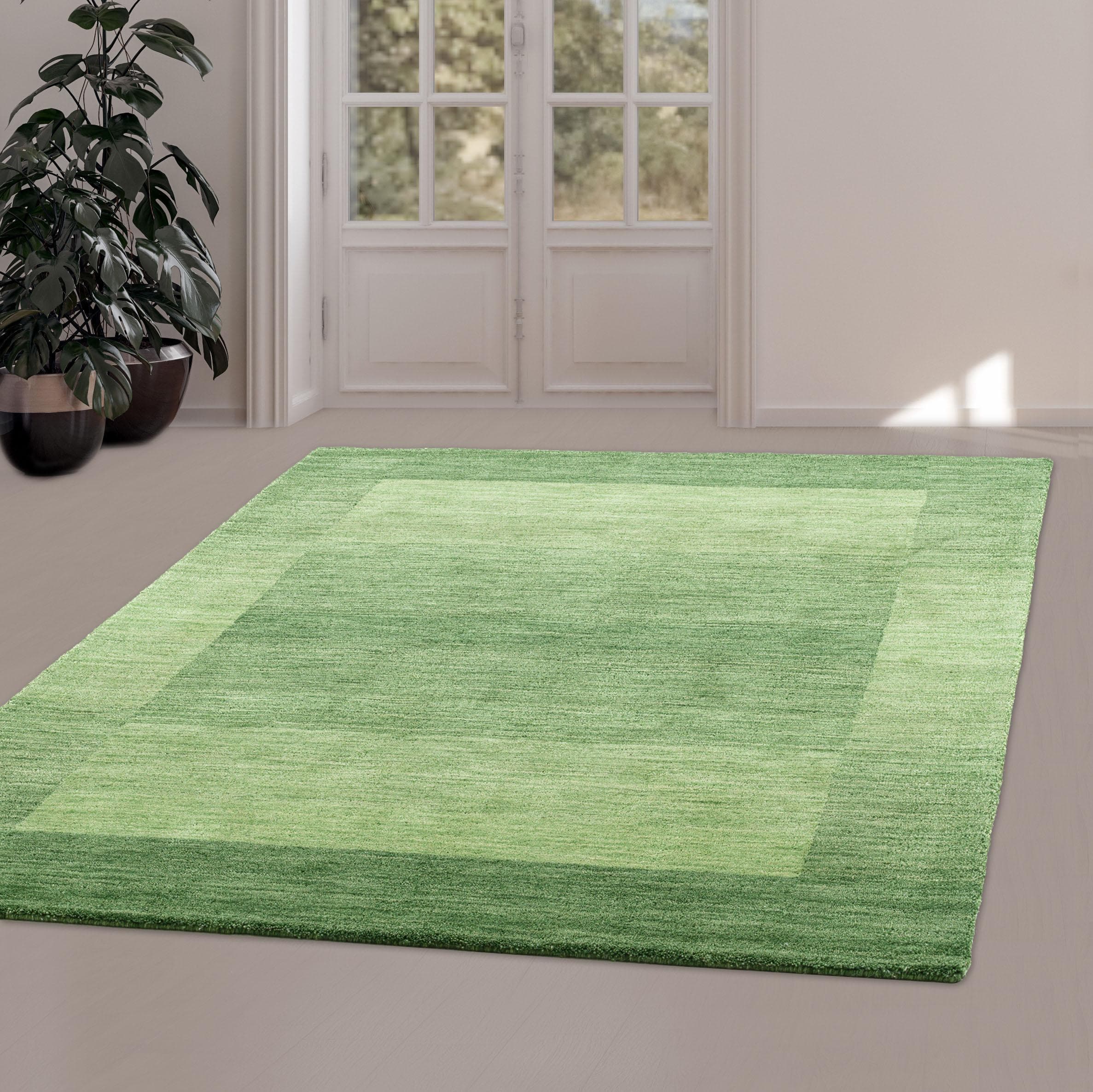 Theko Wollteppich Gabbeh Super Handgewebt Gr. 6 Grün Meliert