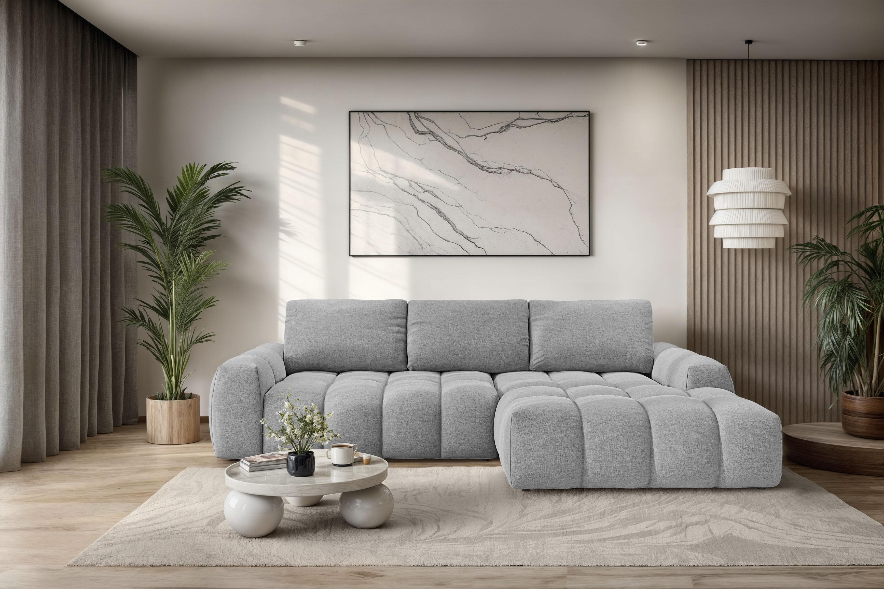 OTTO HOME Ecksofa AZITA L-Form Grau mit Bettkasten-Option