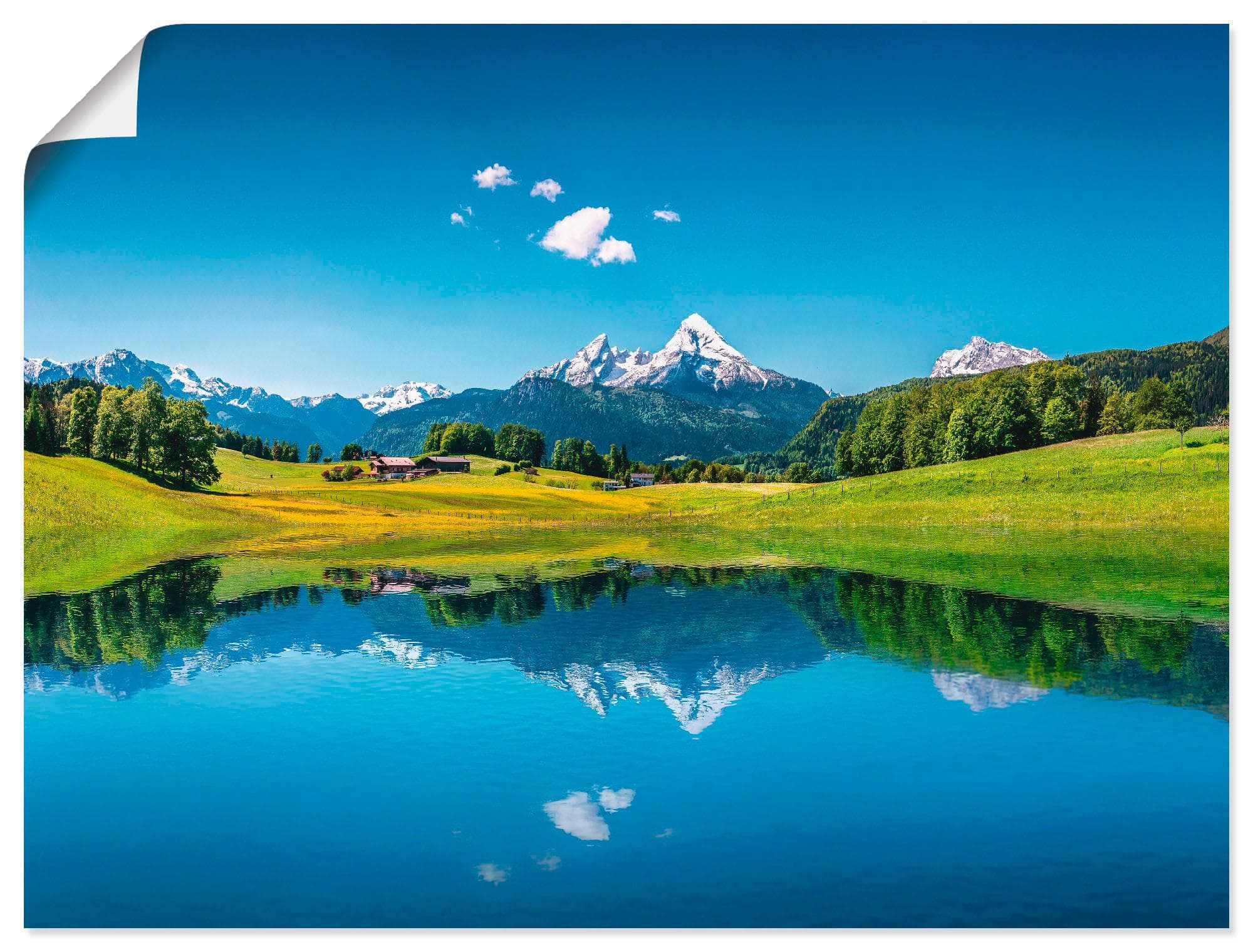 Artland Wandbild Landschaft in den Alpen Blau Leinwandbild