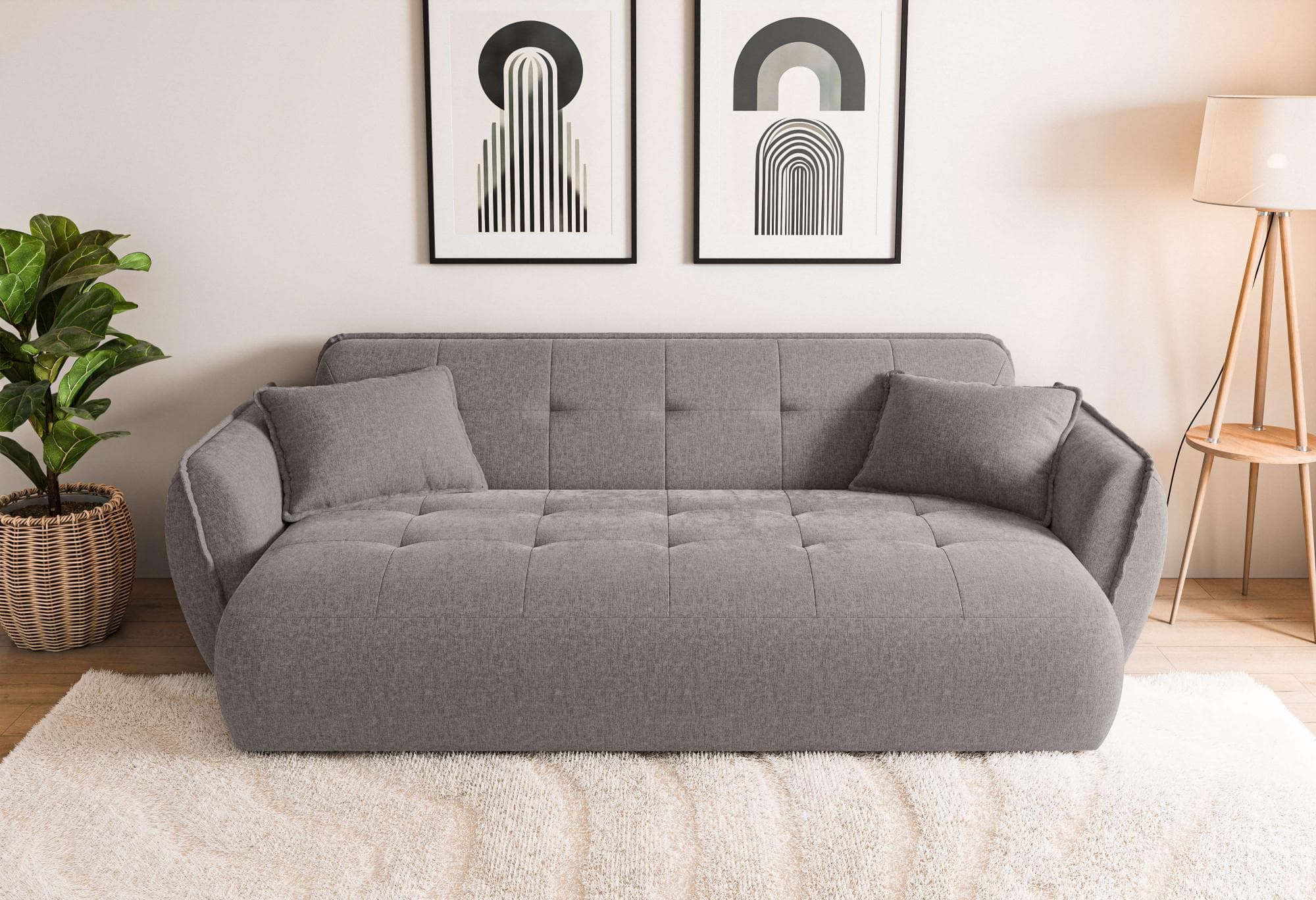 Big-Sofa HOME AFFAIRE Mirelda Design-Sofa mit Steppungen, taupe