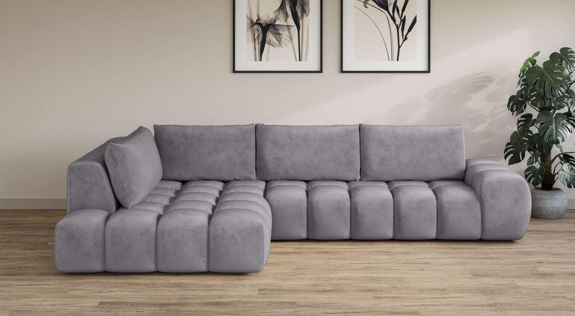 OTTO HOME Ecksofa AZITA L-Form XL 296 cm Hellgrau Polyester