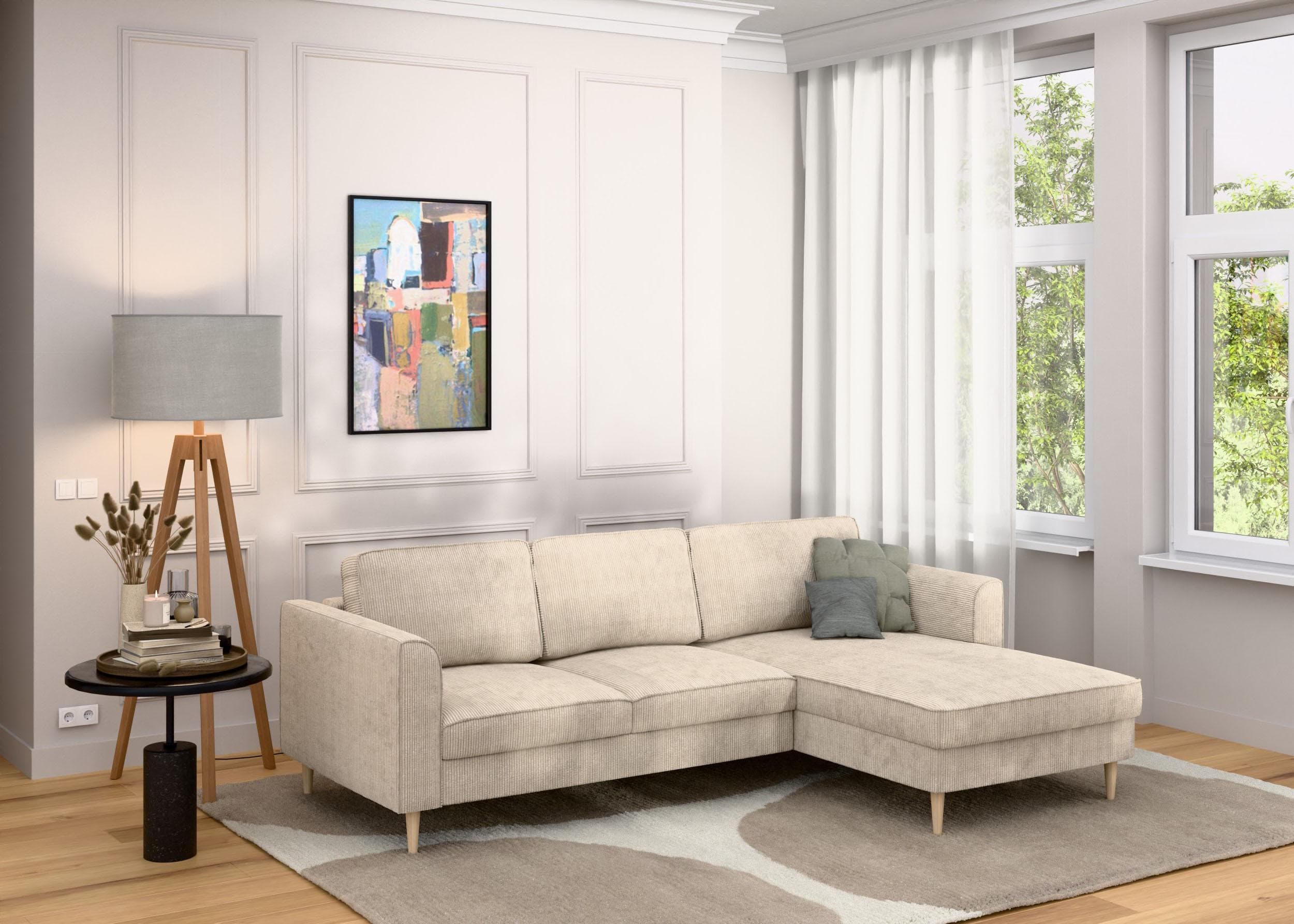 Ecksofa HOME AFFAIRE Booster mit Schlaffunktion & Bettkasten, Beige