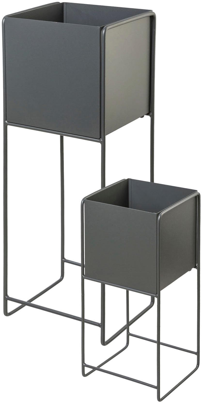Übertopf CREATIV HOME Pflanzgefäß Grau Metall