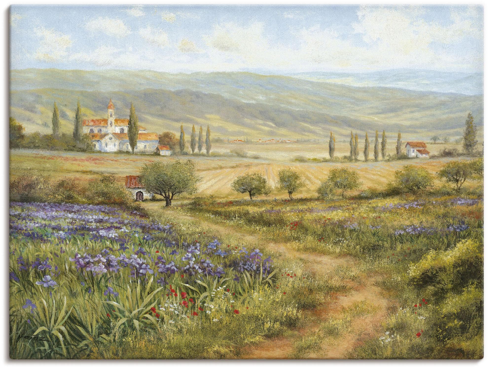 ARTLAND Leinwandbild Provence Grün Landschaft