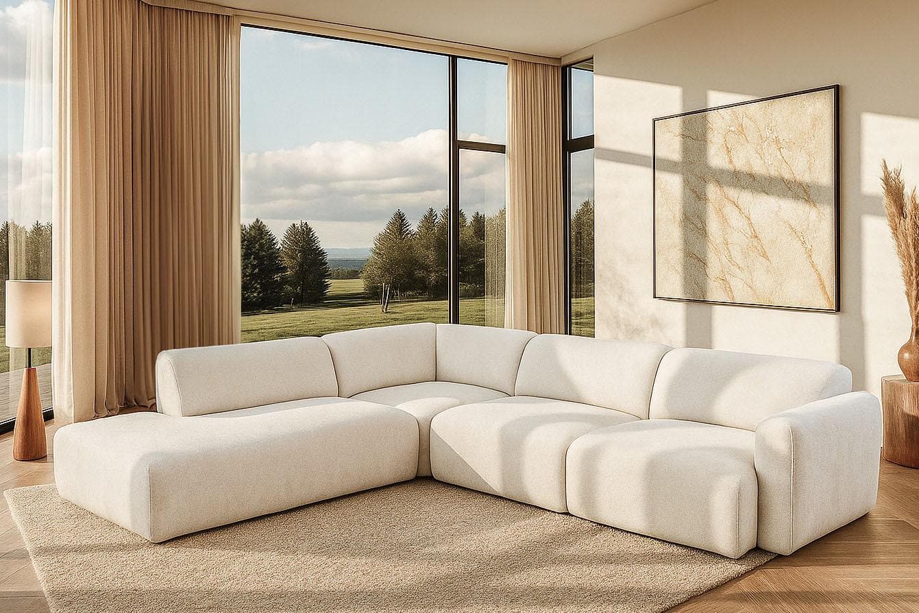 HOME AFFAIRE Ecksofa Myrland L-Form Beige Chenille mit Ottomane