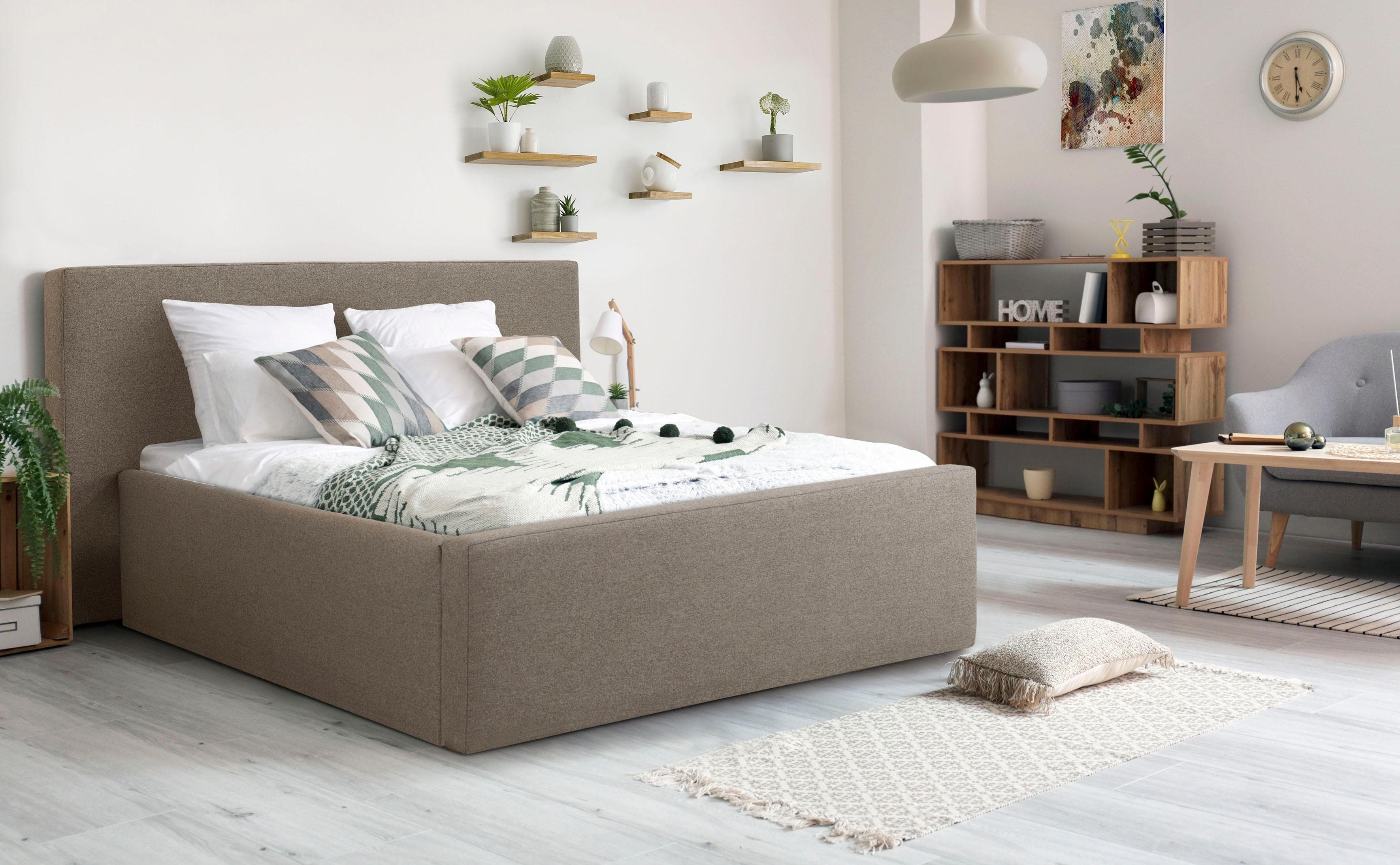 HOME AFFAIRE Polsterbett Dalina Beige mit Rollrost