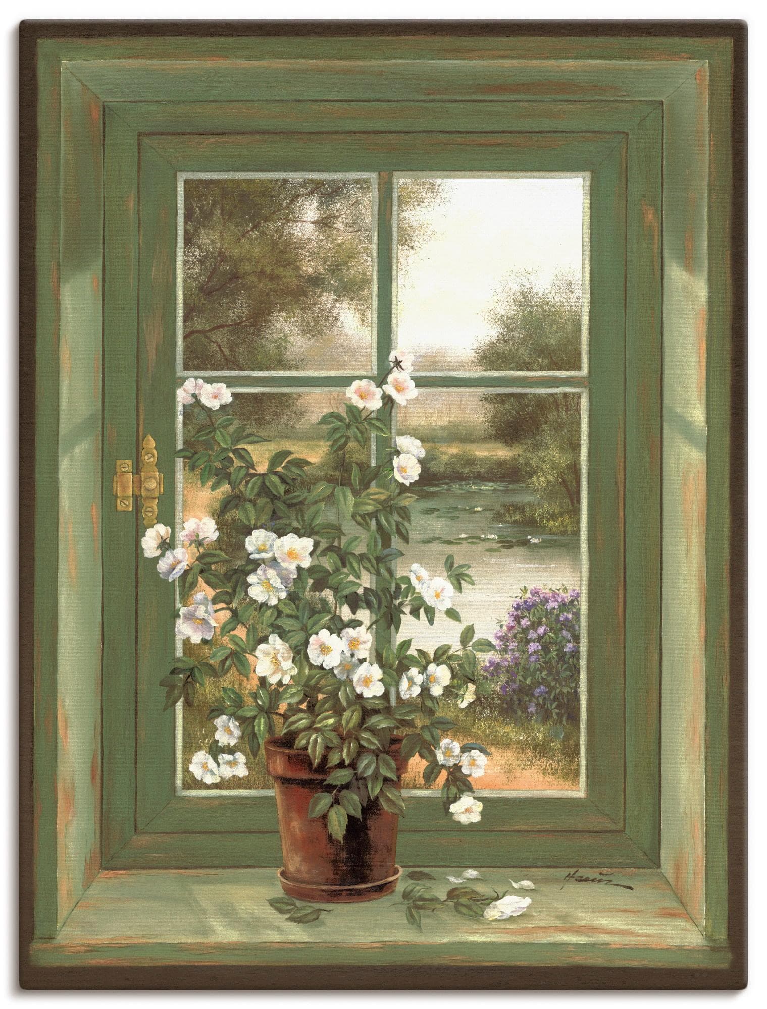 Artland Wandbild Wildrosen am Fenster, Arrangements