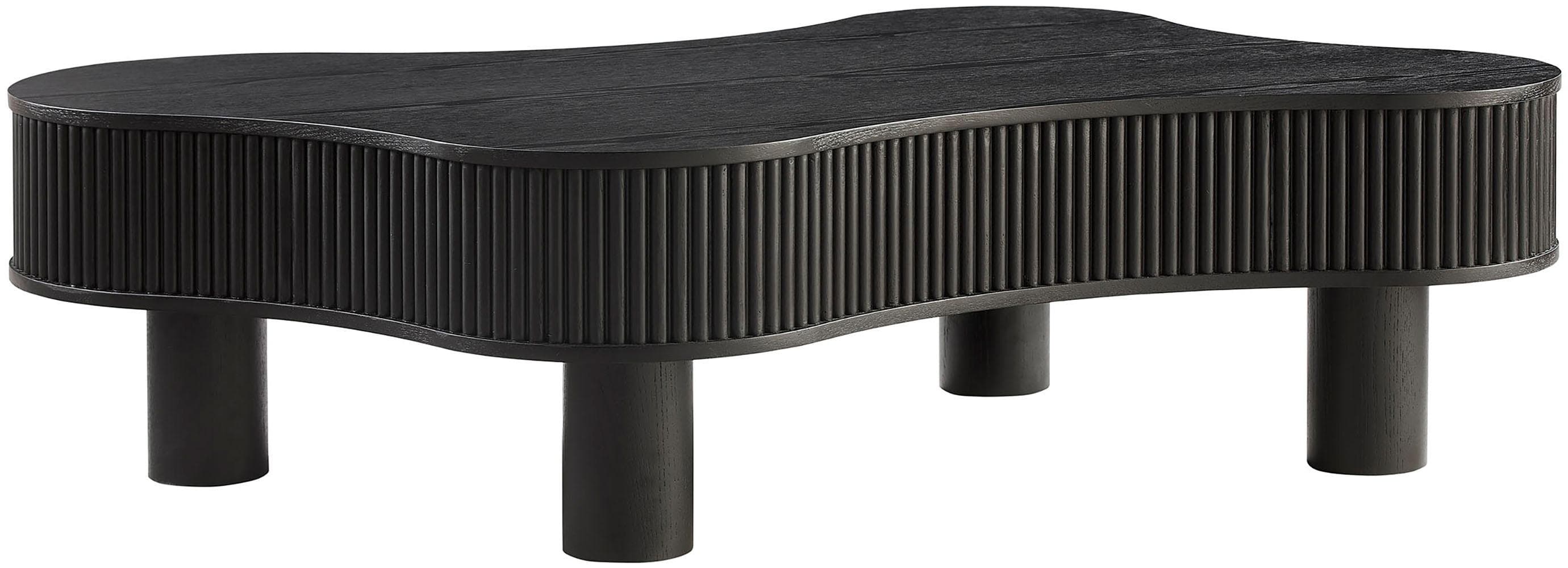 Couchtisch SALESFEVER Wohnzimmertisch Organisch Massivholz-Lamellen 115x75 cm Schwarz