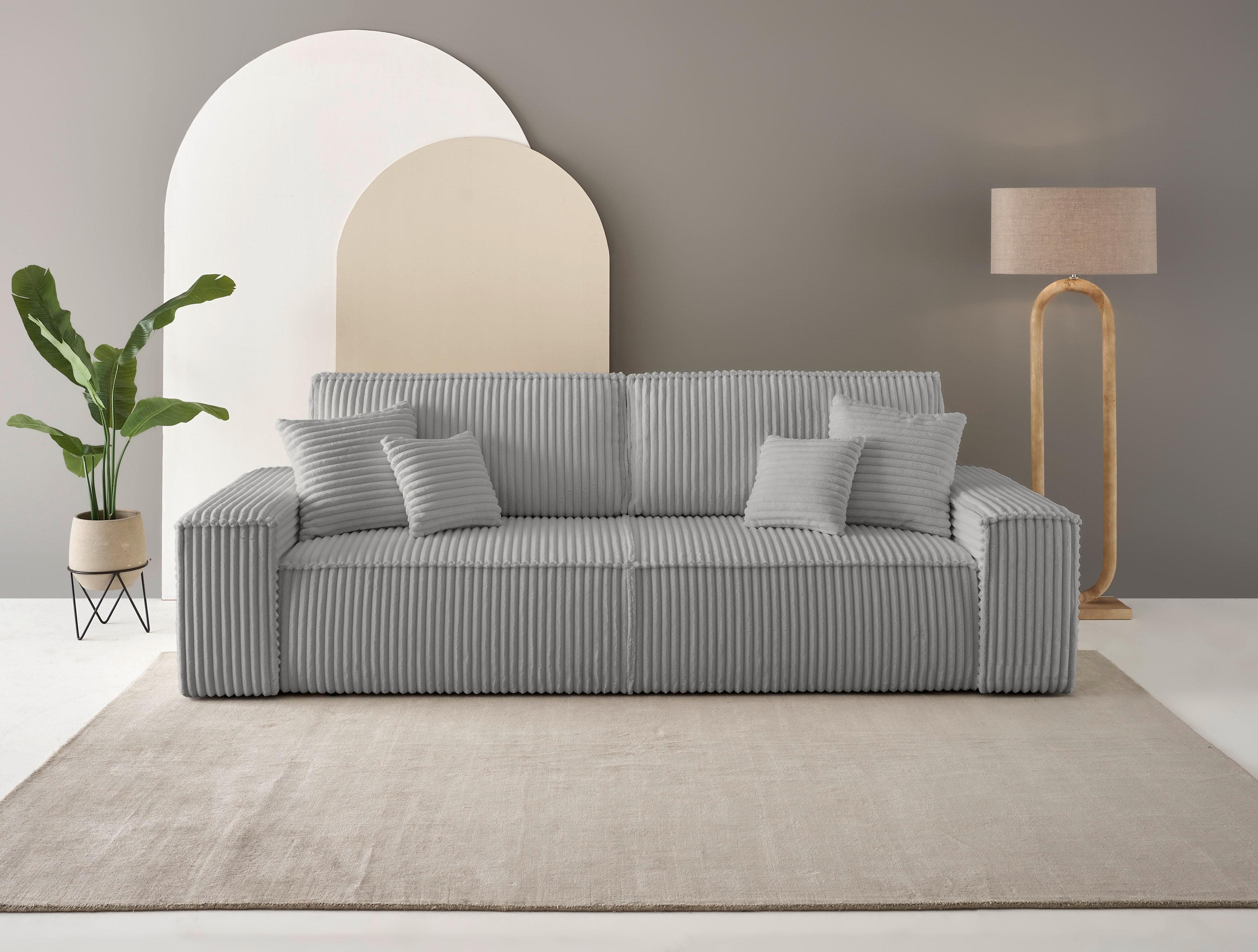 OTTO HOME FINNLEY Schlafsofa 3-Sitzer Grau mit Bettkasten