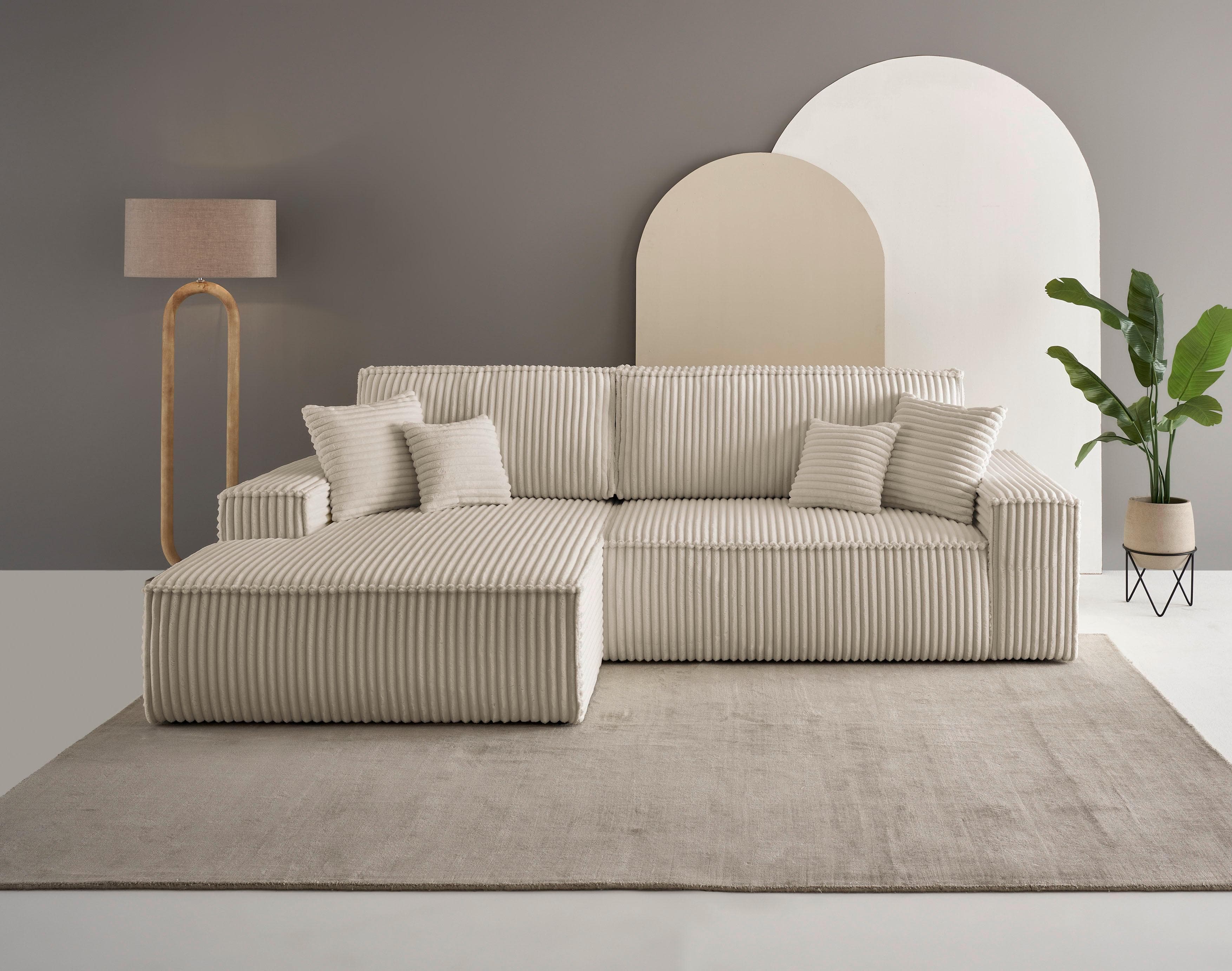 OTTO HOME Ecksofa FINNLEY L-Form Schlafsofa Creme Cord