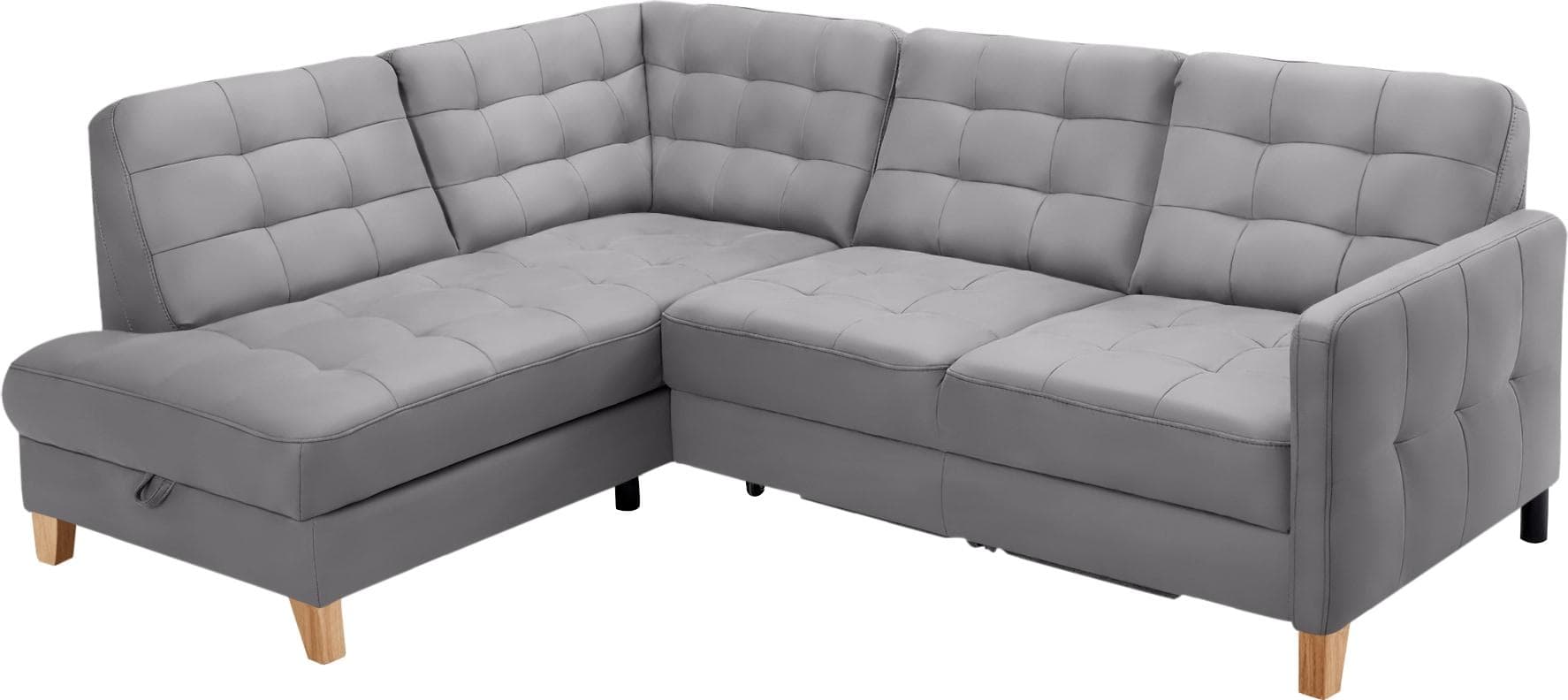 EXXPO Ecksofa Elio Grau mit Bettfunktion und Bettkasten